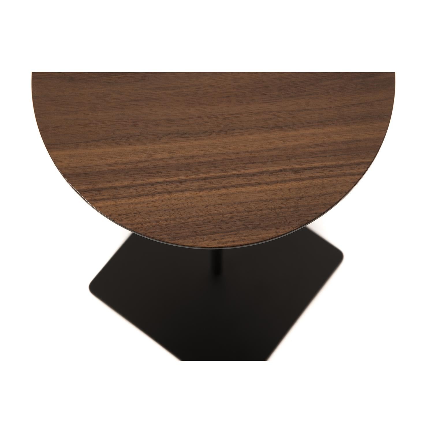 American Modernist Walnut Top Cocktail Table with Steel Base