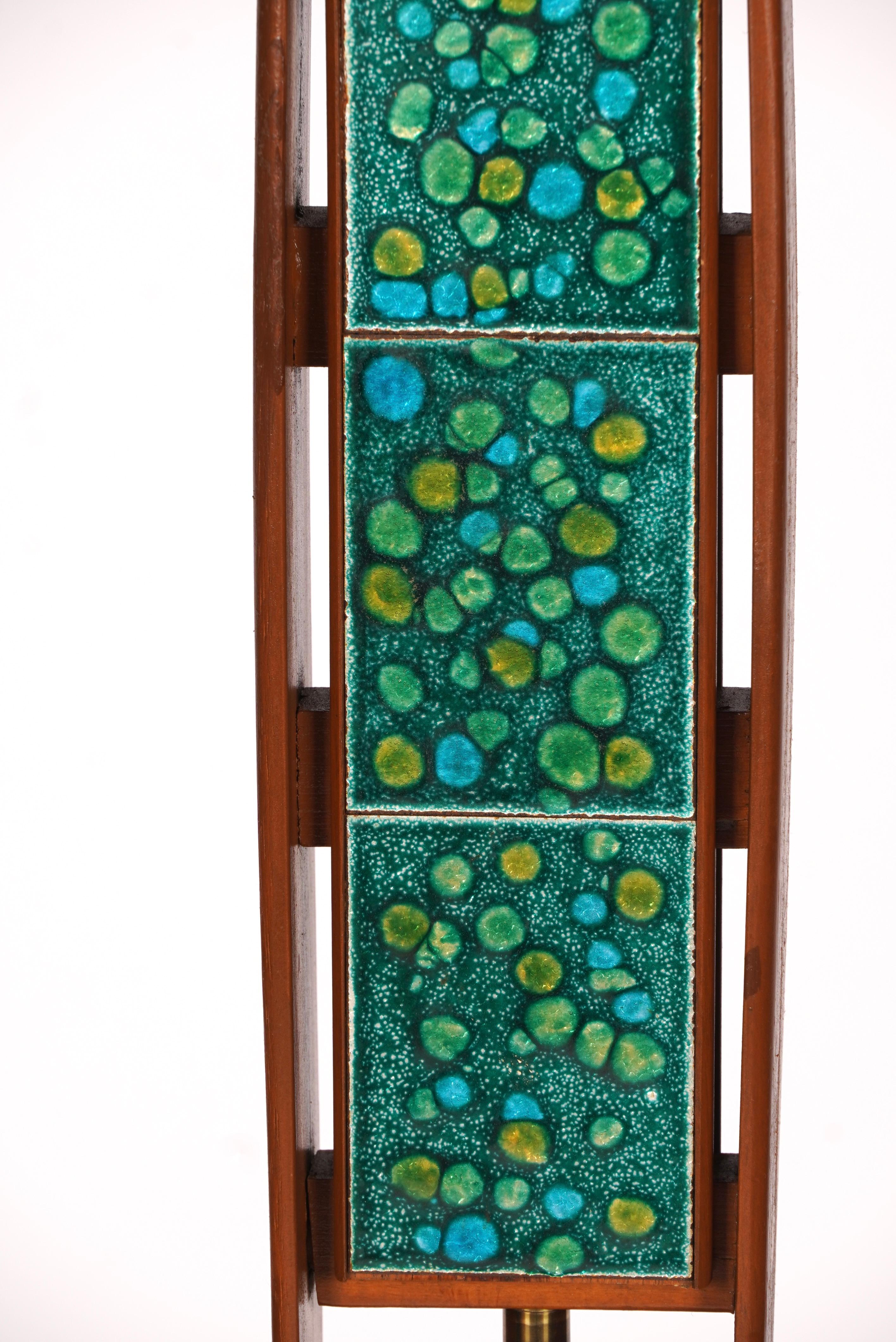 Mid-20th Century Modernist Walnut with Enamel Table Lamp attributed to Modeline c1960s For Sale