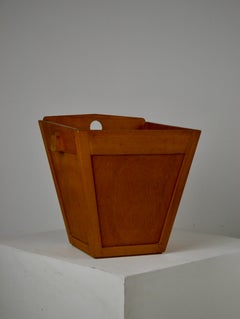 Modernist Wastepaper Basket, Solid Beech, France, Circa 1930