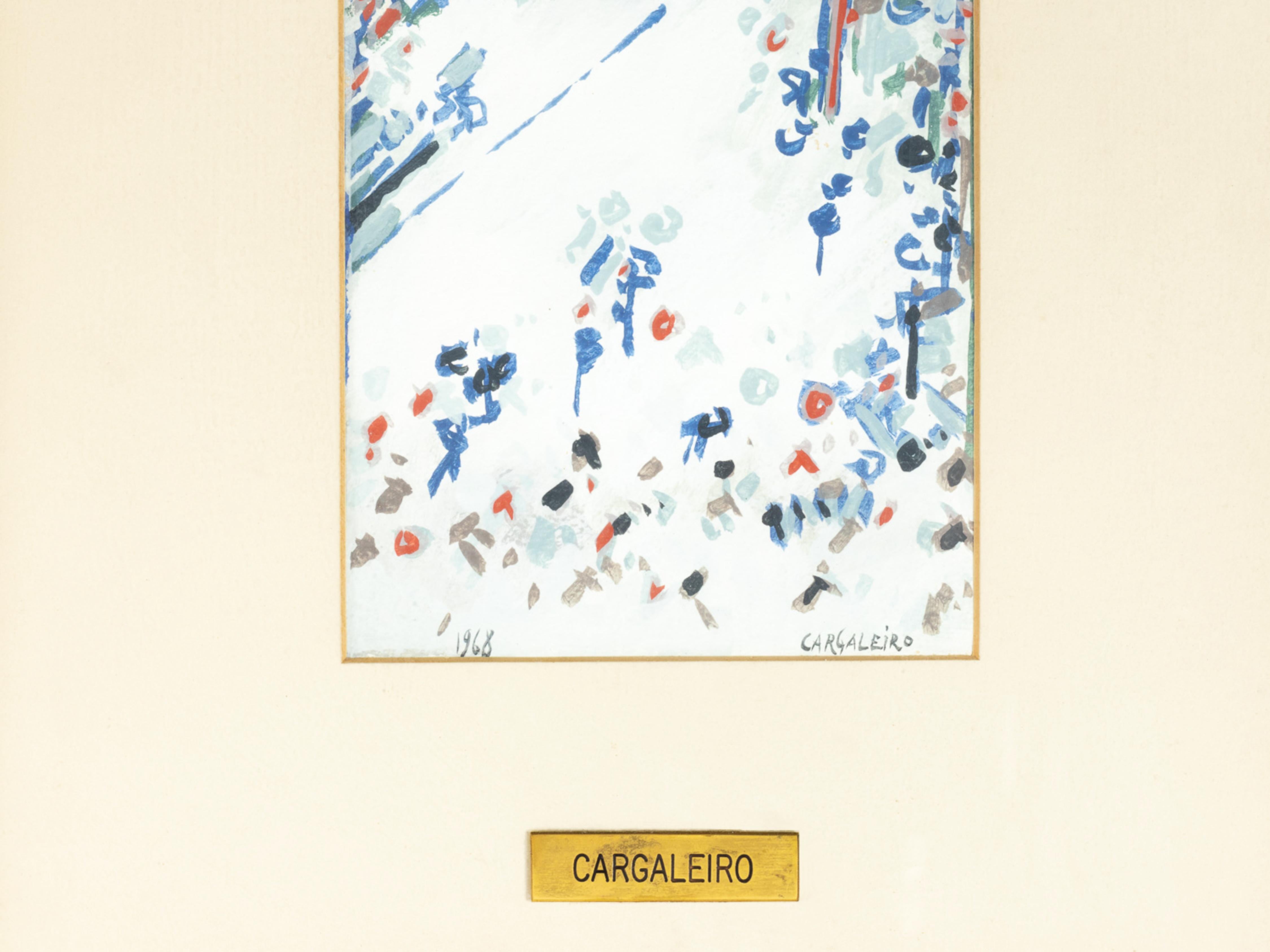 A modernist watercolor painting by portuguese Master Manuel Cargaleiro, signed, dated and authenticated - 1968. 

In the global art scene, Manuel Cargareiro gained notoriety by showcasing his artwork in Brazil, Japan, and European nations like