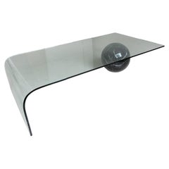 Modernist Waterfall Glass & Black Marble Sphere Coffee Table by Cattelan Italia