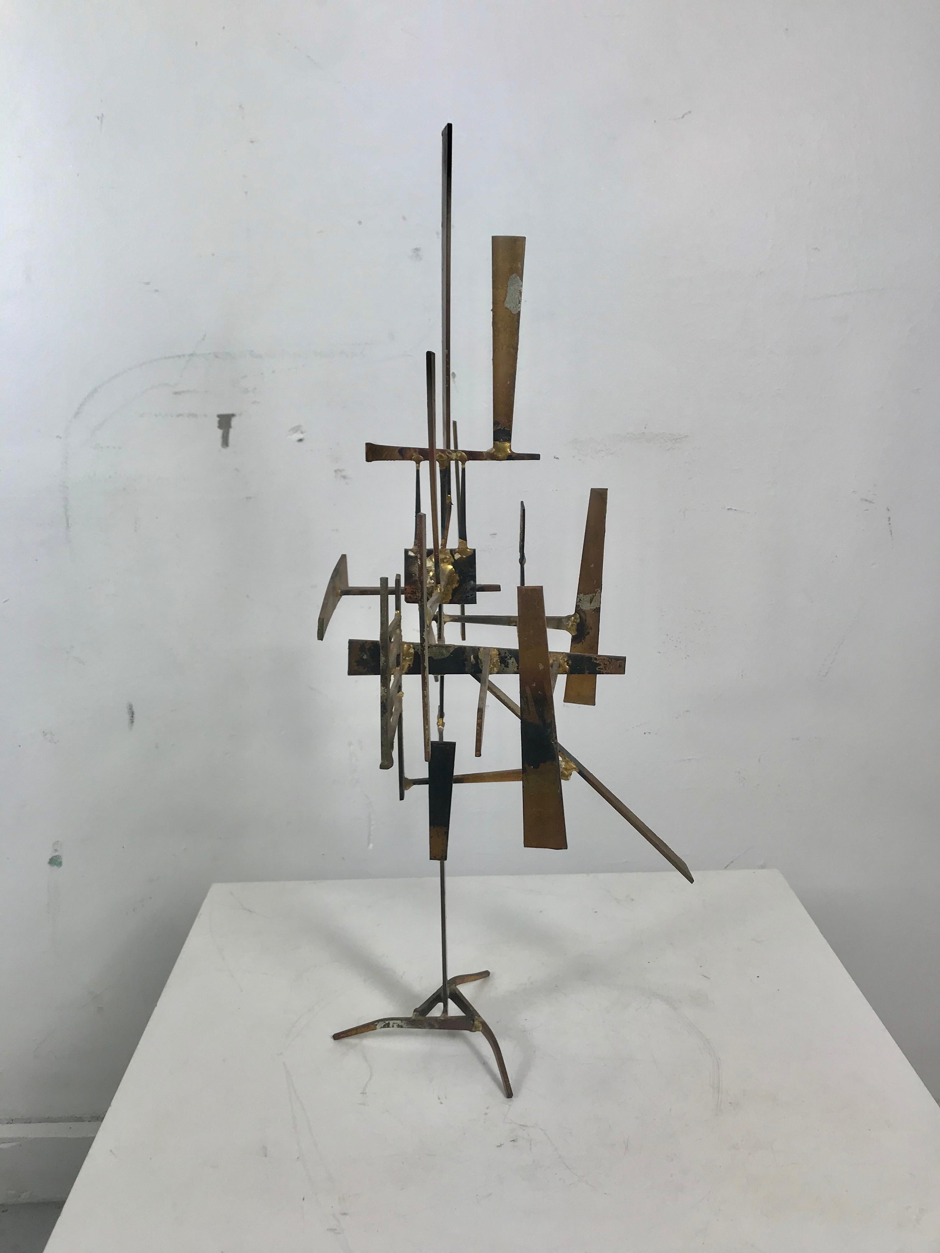 American Modernist Welded Metal Abstract Brutalist Table Sculpture by William Bowie
