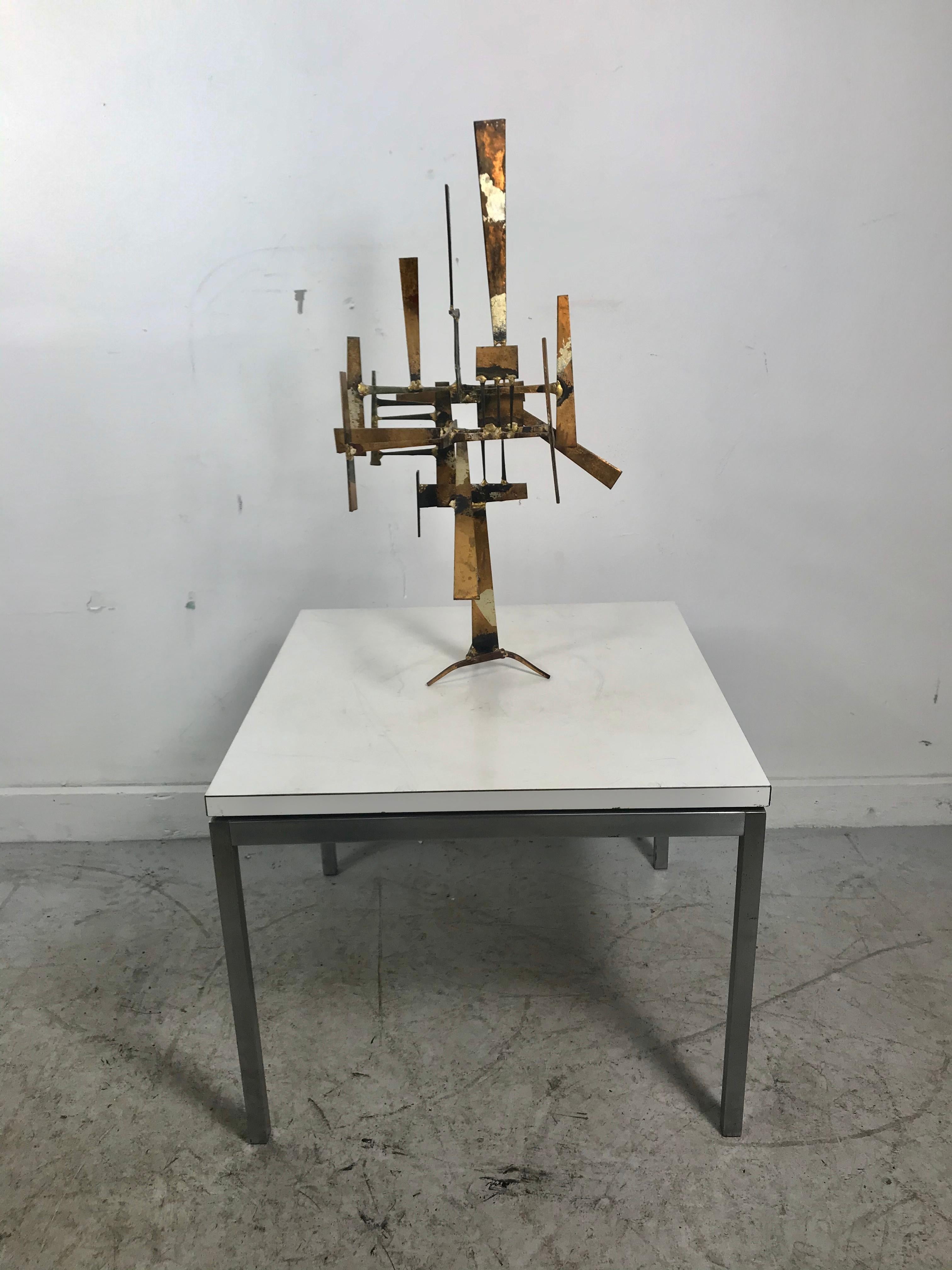 Mid-20th Century Modernist Welded Metal Abstract Brutalist Table Sculpture by William Bowie
