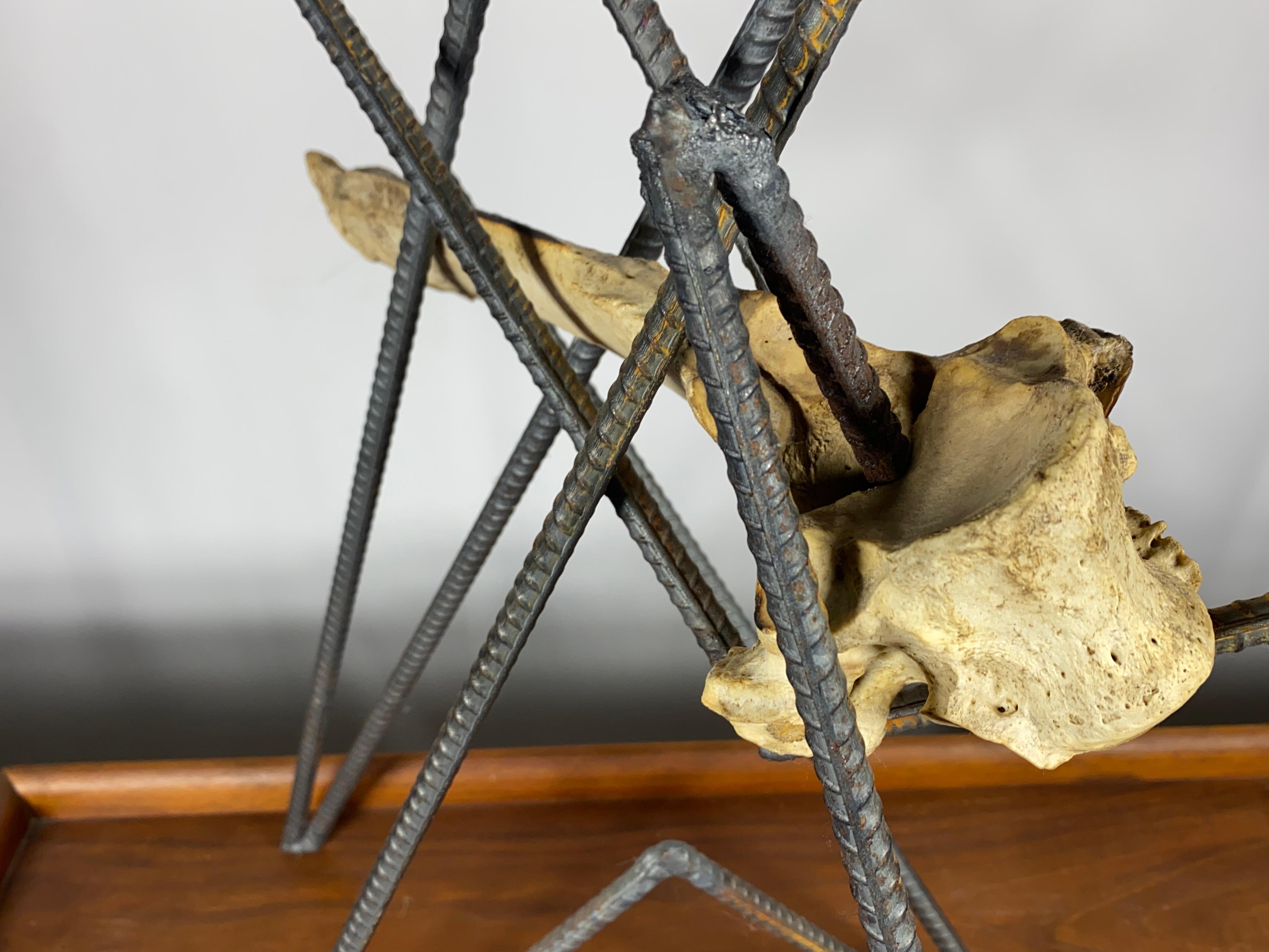 Modernist Welded Rebar Steel And Animal Bone Abstract Sculpture For Modernist Welded Rebar Steel And Animal Bone Abstract Sculpture For