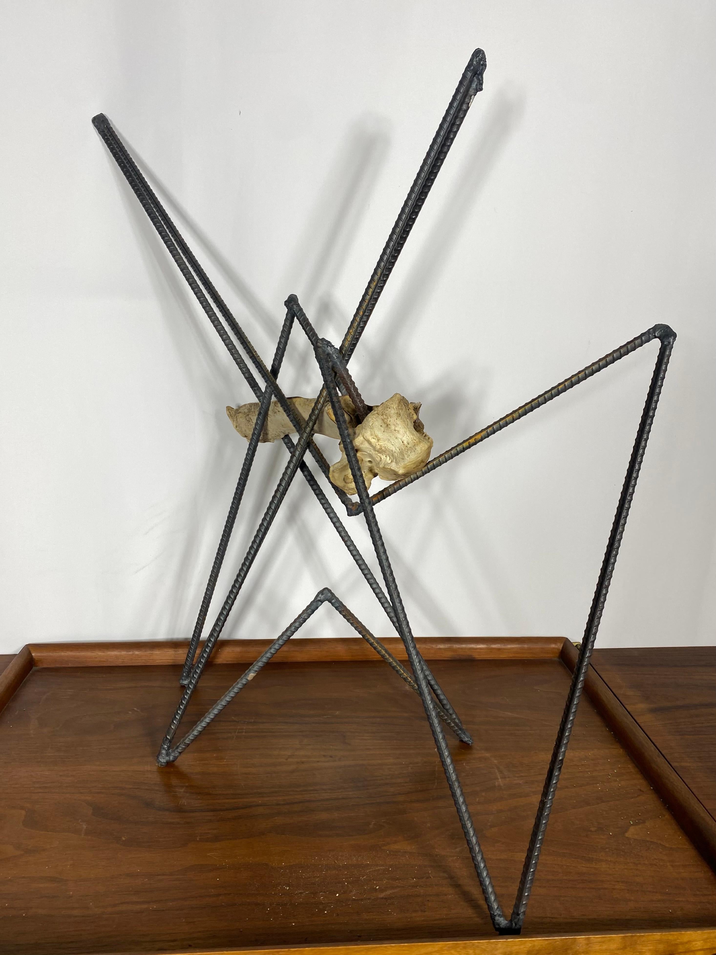 Modernist Welded Rebar / Steel And Animal Bone Abstract Sculpture  For Sale 1