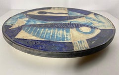 Modernist West German Ceramic Wall Plate Object Helmut Schärfenacker, 1960 "fish