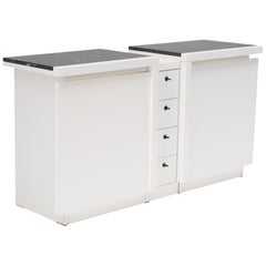 Modernist White Case Piece with Black Marble Top Huib Hoste Style