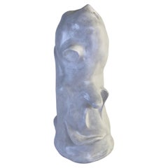 Modernist White Ceramic Abstract Figurative Sculpture, Organic Studio Art Bust