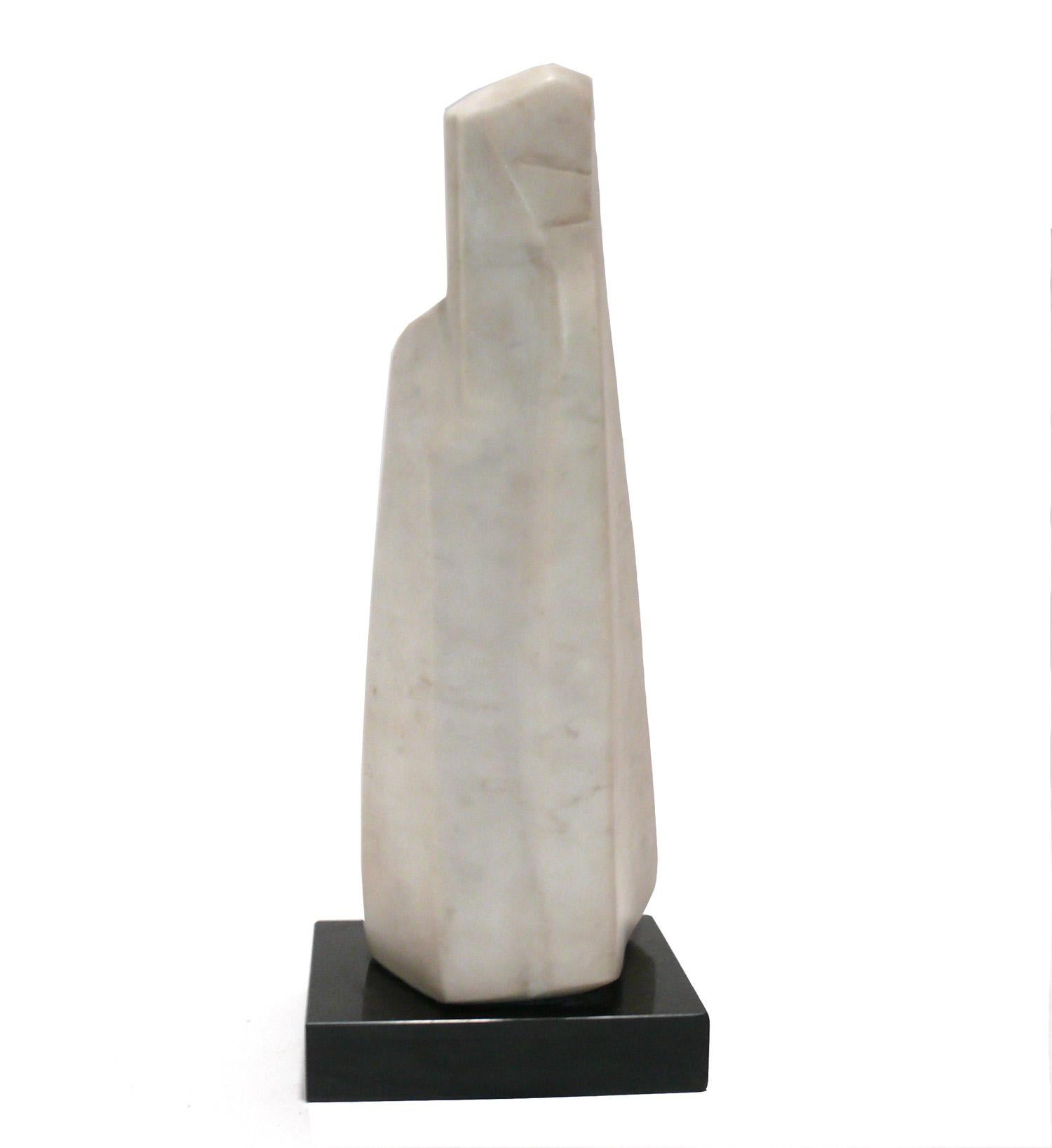 Modernist Weißer Marmor Skulptur von Michel Elia Frankreich ca. 1970er Jahre 18,75