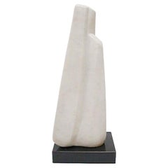 Modernist White Marble Sculpture by Michel Elia France circa 1970s 18.75" height