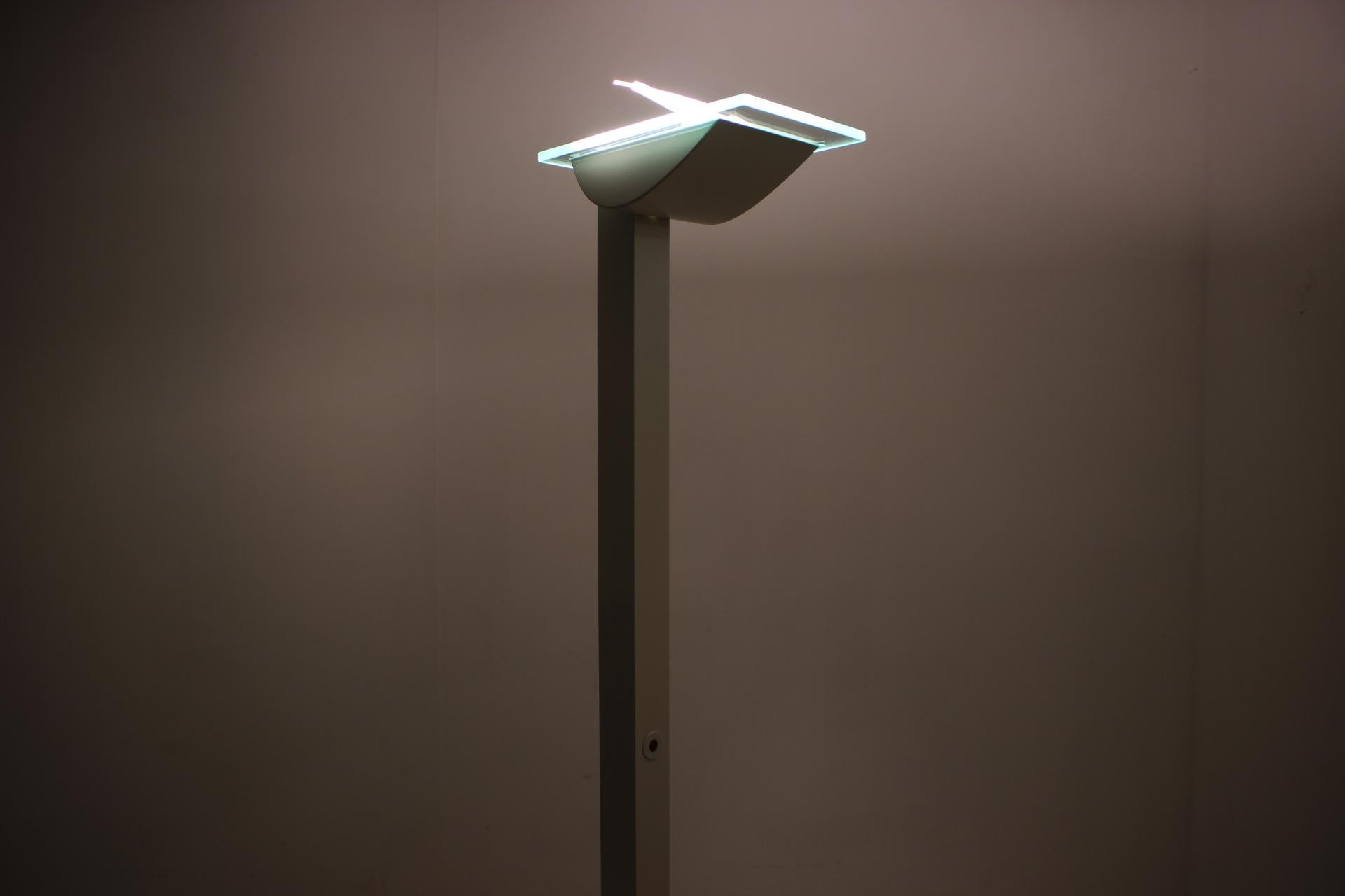 Modernist White Metal Floor Lamp by Hartmut Engel for Zumtobel, 1980s 9