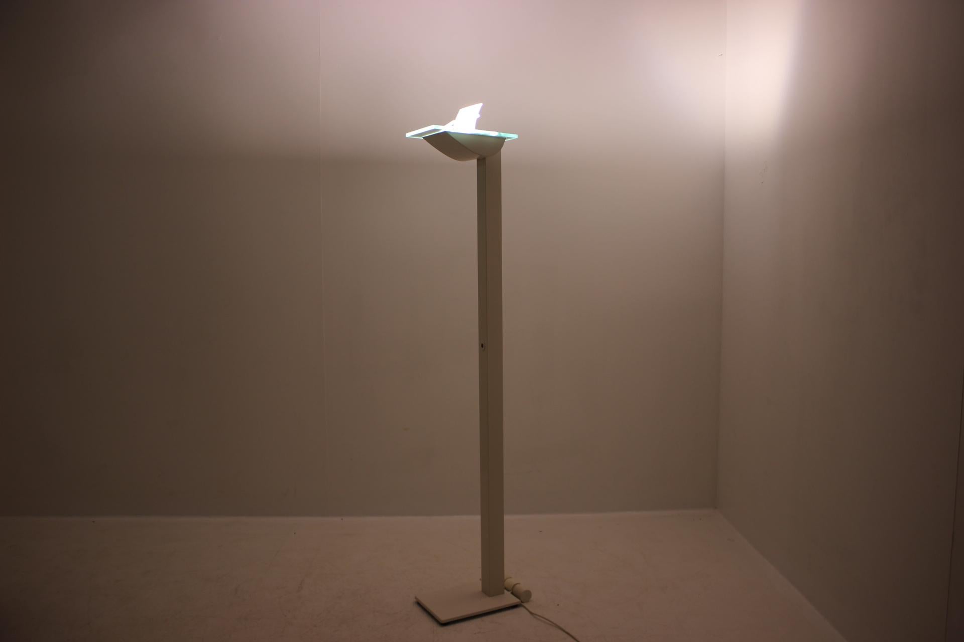 Modernist White Metal Floor Lamp by Hartmut Engel for Zumtobel, 1980s 11