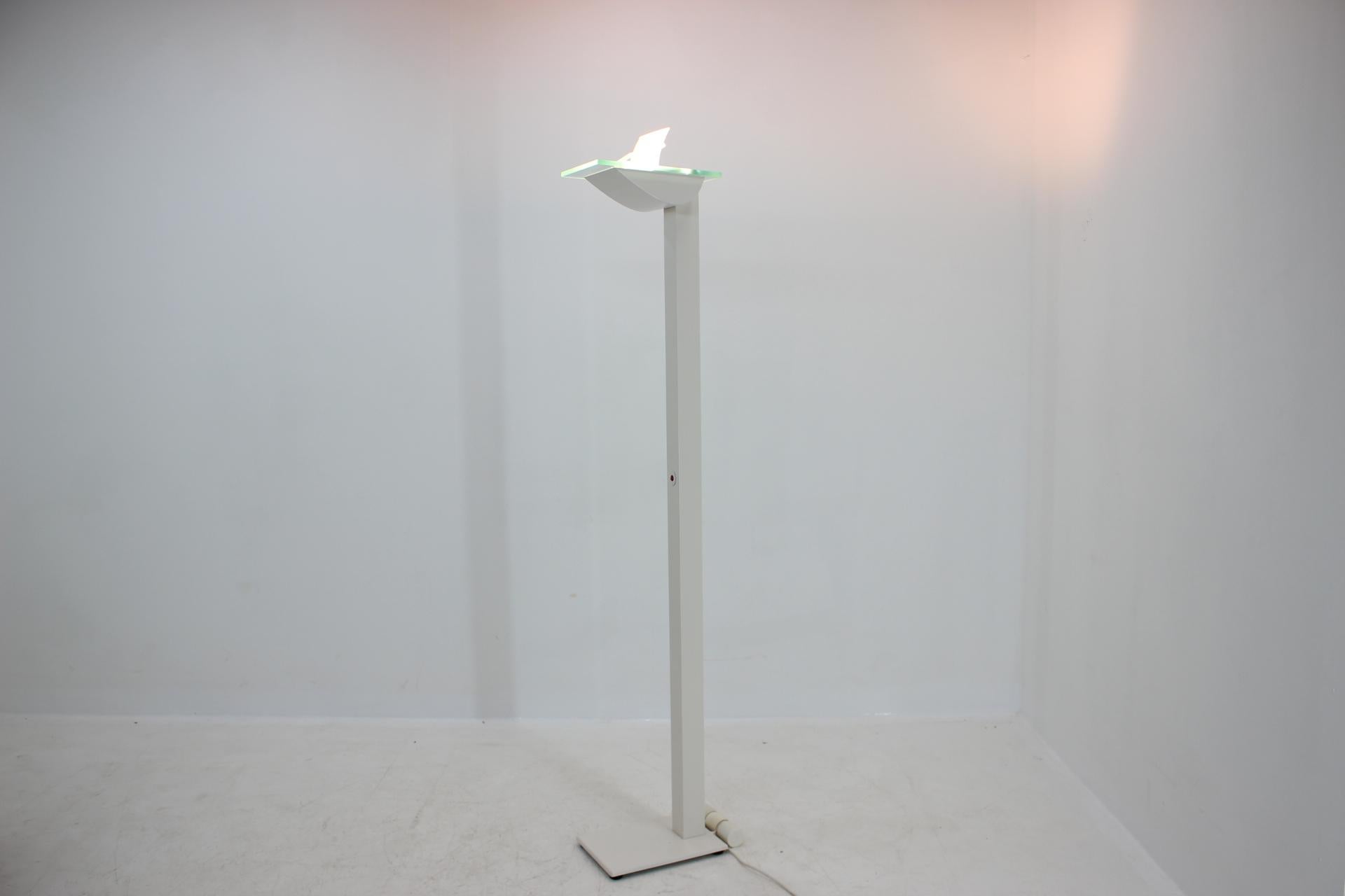 Modernist White Metal Floor Lamp by Hartmut Engel for Zumtobel, 1980s 12