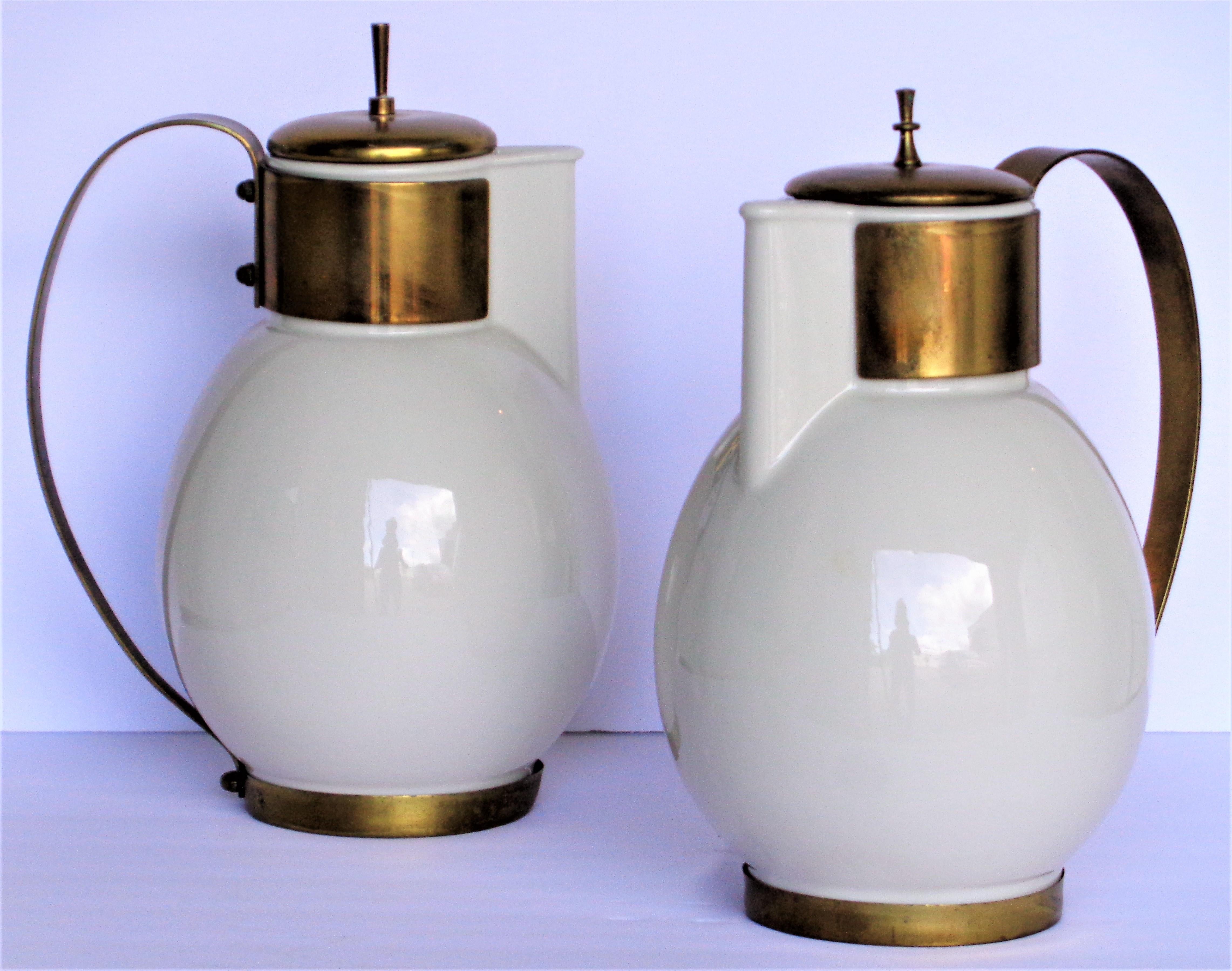 Porcelain and Brass Coffee Servers by Ernest Sohn, Circa 1950 1
