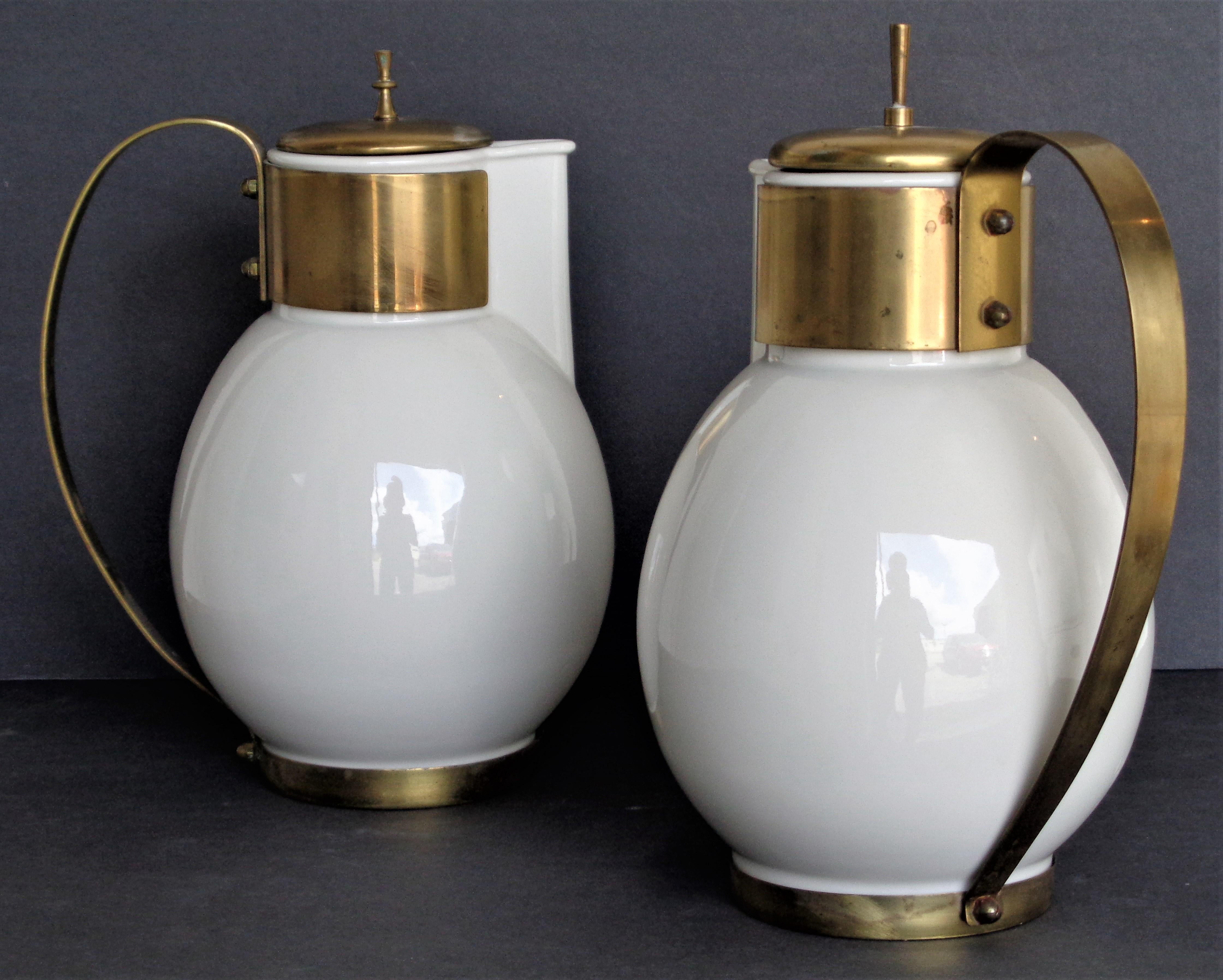 Porcelain and Brass Coffee Servers by Ernest Sohn, Circa 1950 2