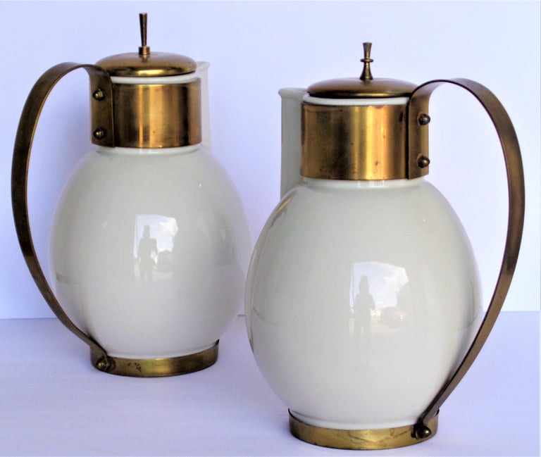 Porcelain and Brass Coffee Servers by Ernest Sohn, Circa 1950 at 1stDibs