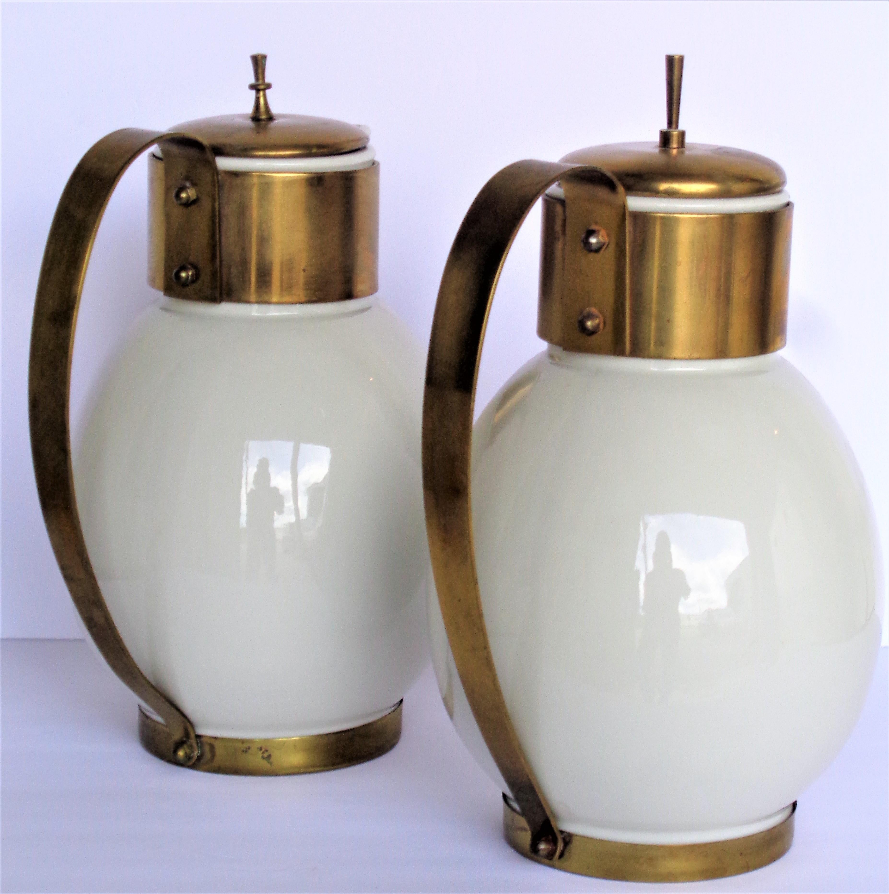 20th Century Porcelain and Brass Coffee Servers by Ernest Sohn, Circa 1950