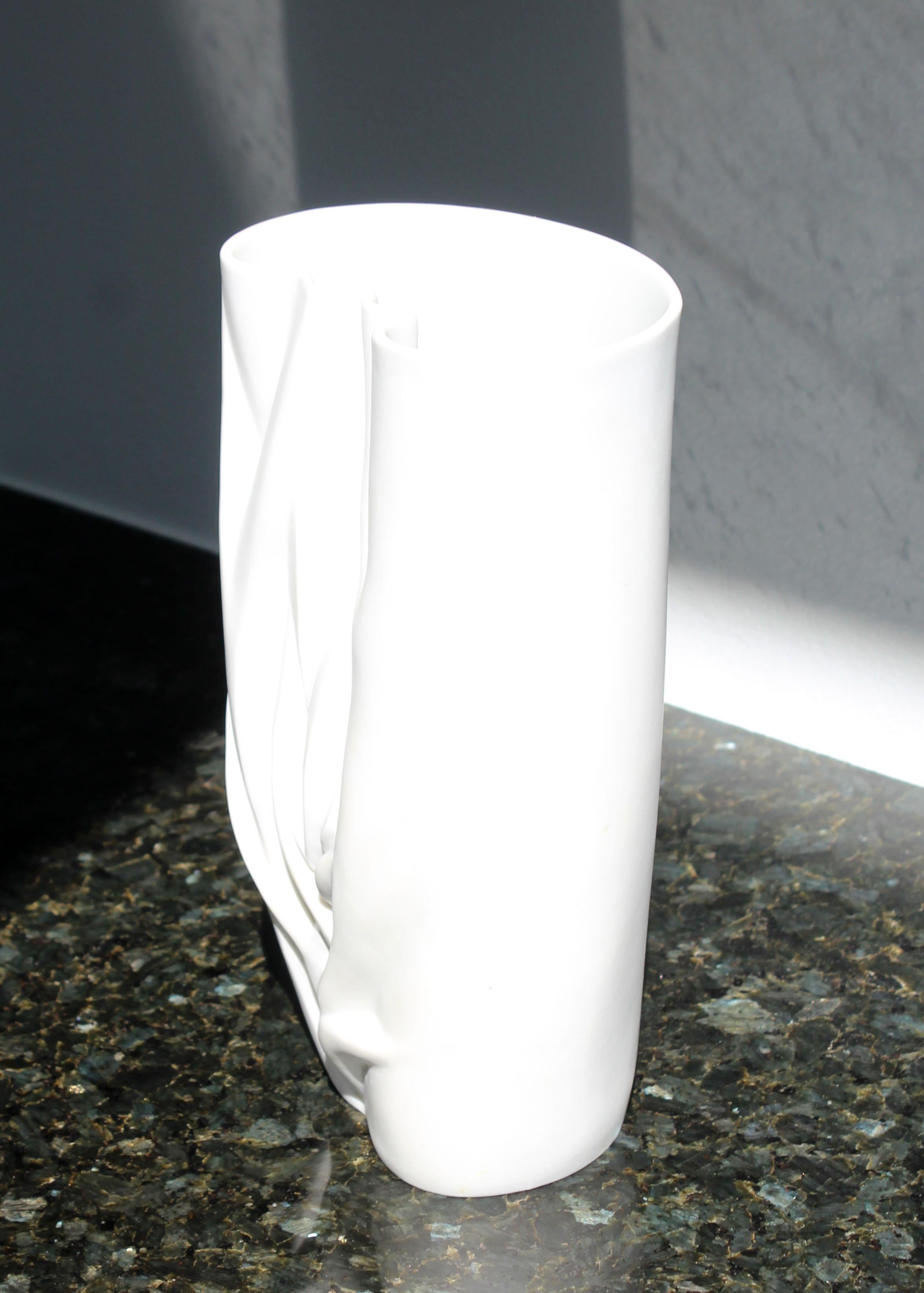 German Modernist White Porcelain Meissen Vase Stamped