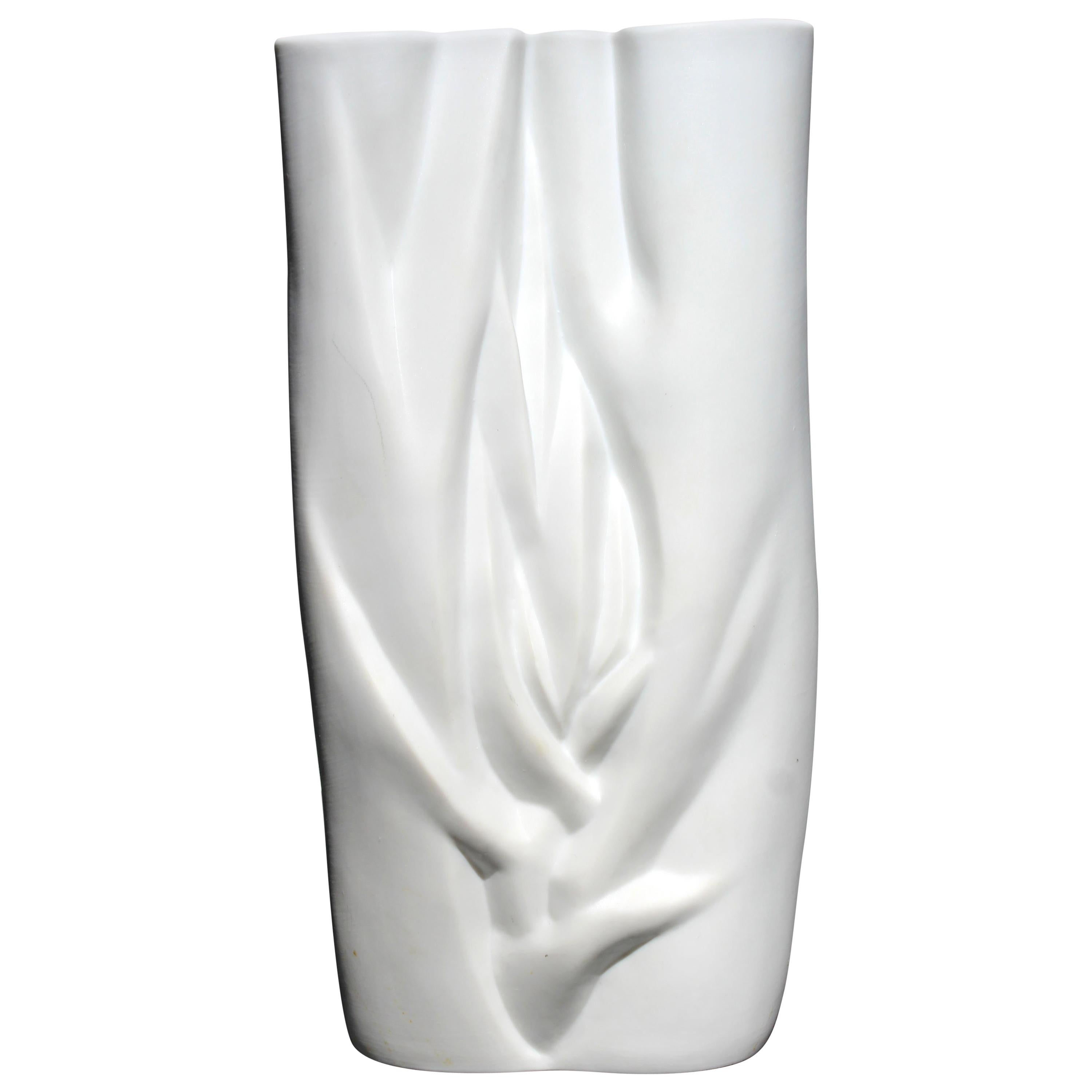 Modernist White Porcelain Meissen Vase Stamped