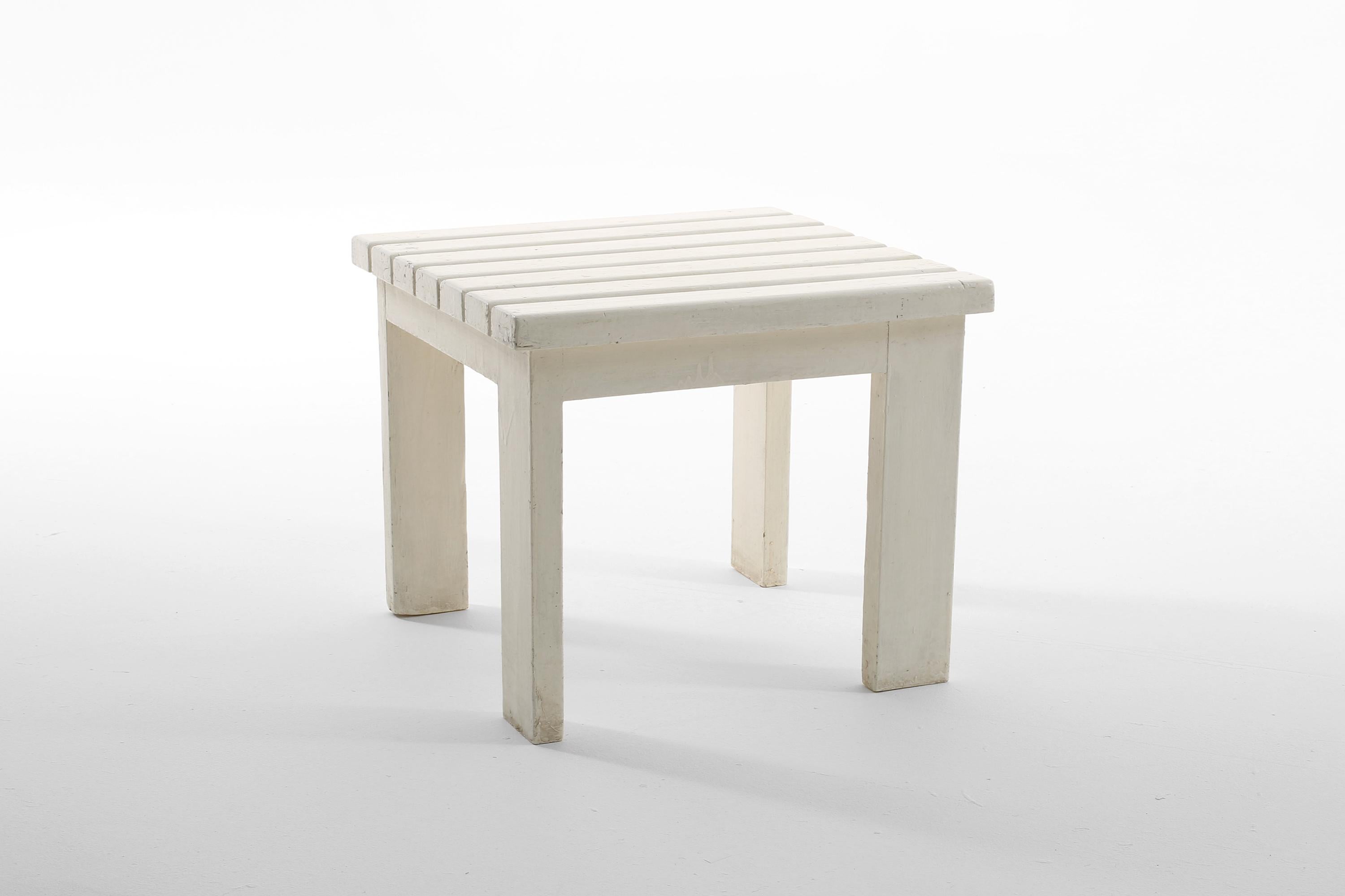 Modernist White Side Table by Jacques Quinet 1