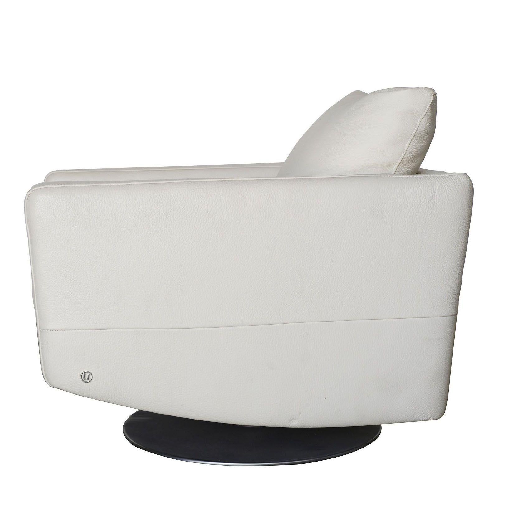 Moderne Chaise longue pivotante blanche moderniste avec base en acier brossé en vente