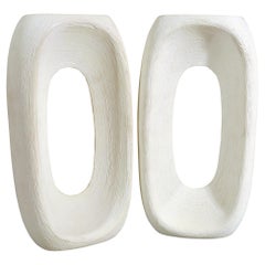 Modernist White Textured Vases, Mid-Century Modern