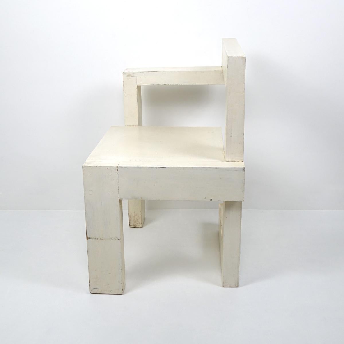 The Steltman chair owes its name to the famous jeweller Steltman who commissioned Rietveld in 1963 to rebuild and furnish his shop at in The Hague. Rietveld was 75 at the time, and it was his last design.

The asymmetrical chair is made entirely