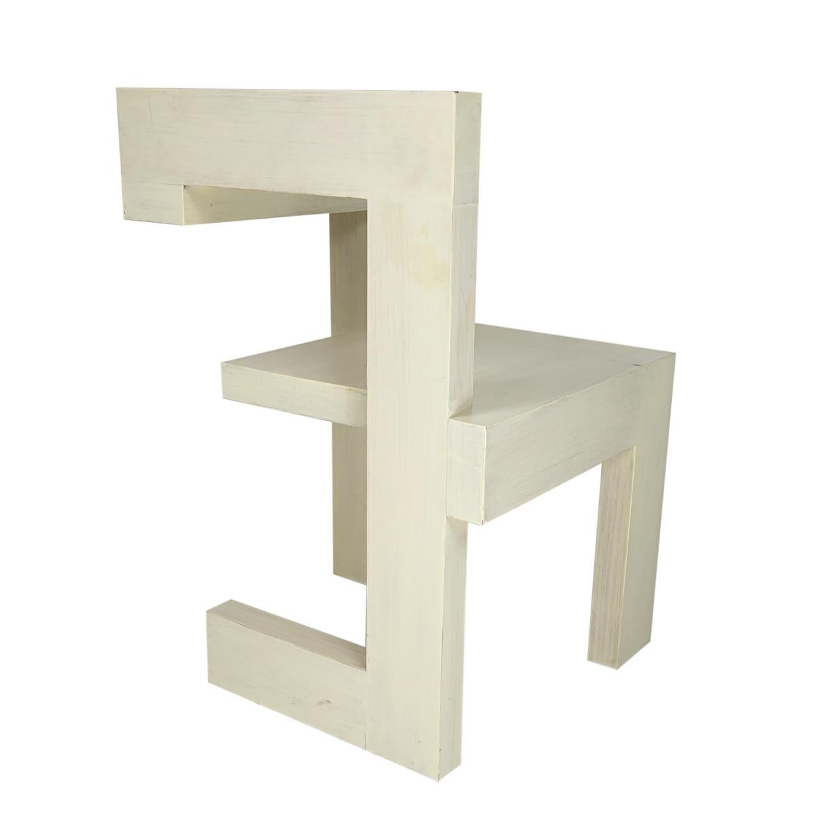 20th Century Modernist White Wooden Chair 