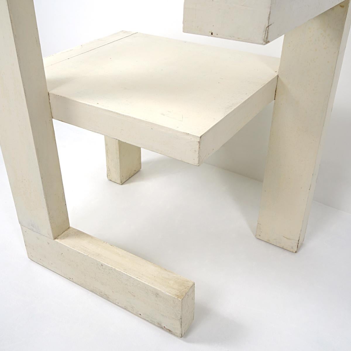 Modernist White Wooden Chair 