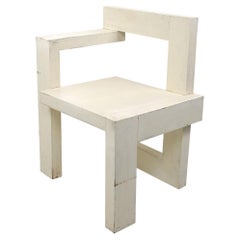 Modernist White Wooden Chair "Steltman" Designed by Gerrit Rietveld