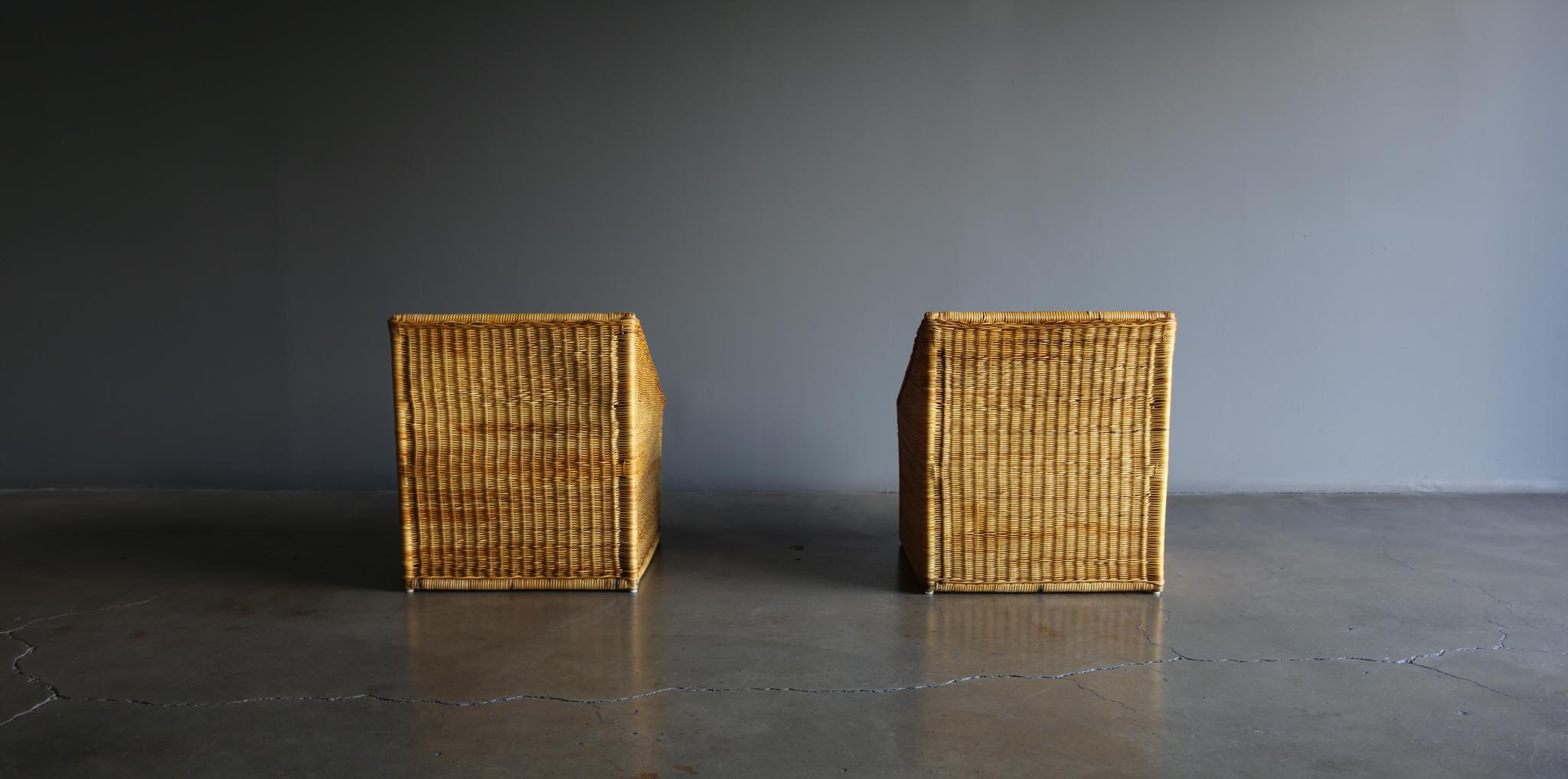 Modernist Wicker Rattan Lounge Chairs, circa 1965 11
