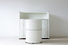 Modernist Wiener Werkstätte cabinet with writing top and chair