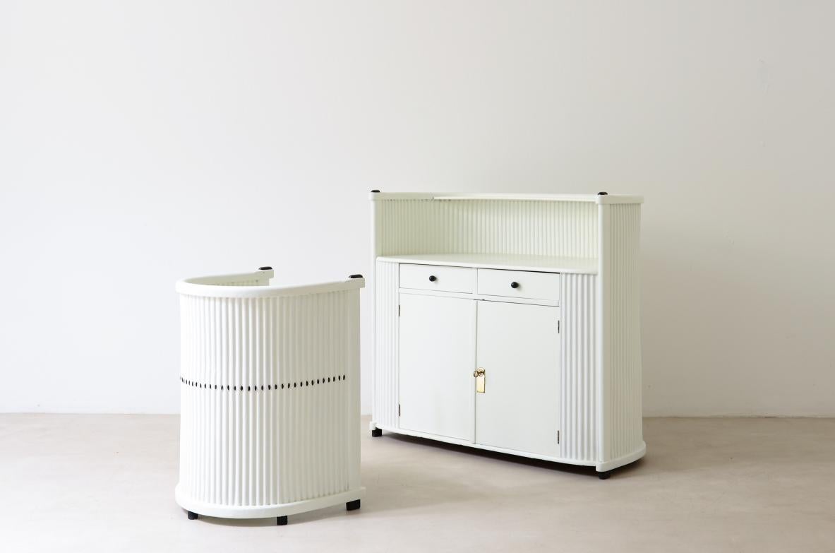 20th Century Modernist Wiener Werkstätte cabinet with writing top and chair For Sale