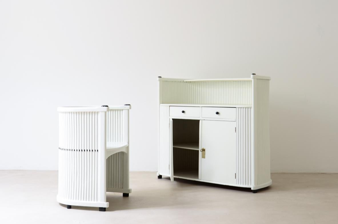 Modernist Wiener Werkstätte cabinet with writing top and chair For Sale 3
