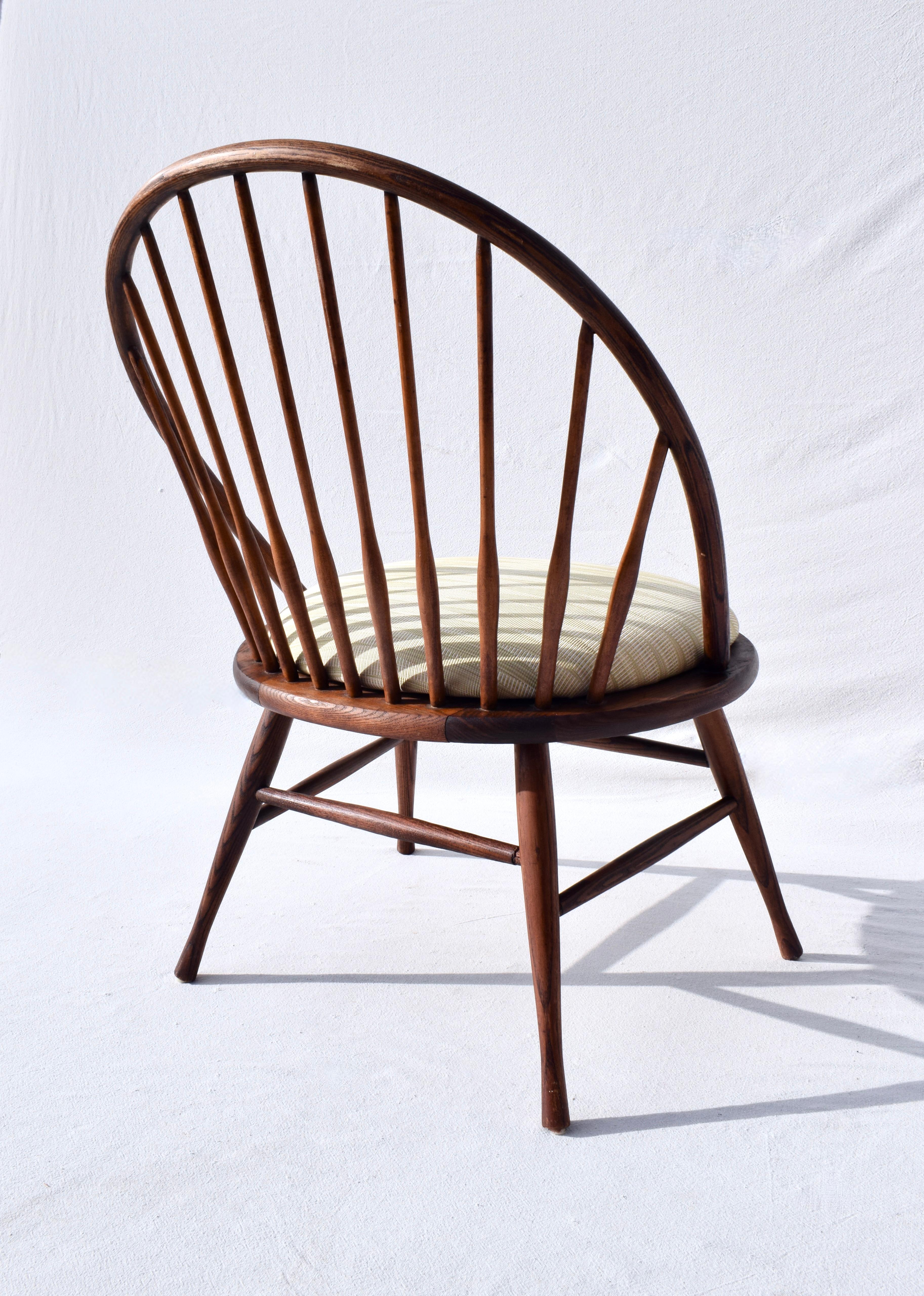 Upholstery Modernist Windsor Style Chair Oak, Made in Sweden For Sale