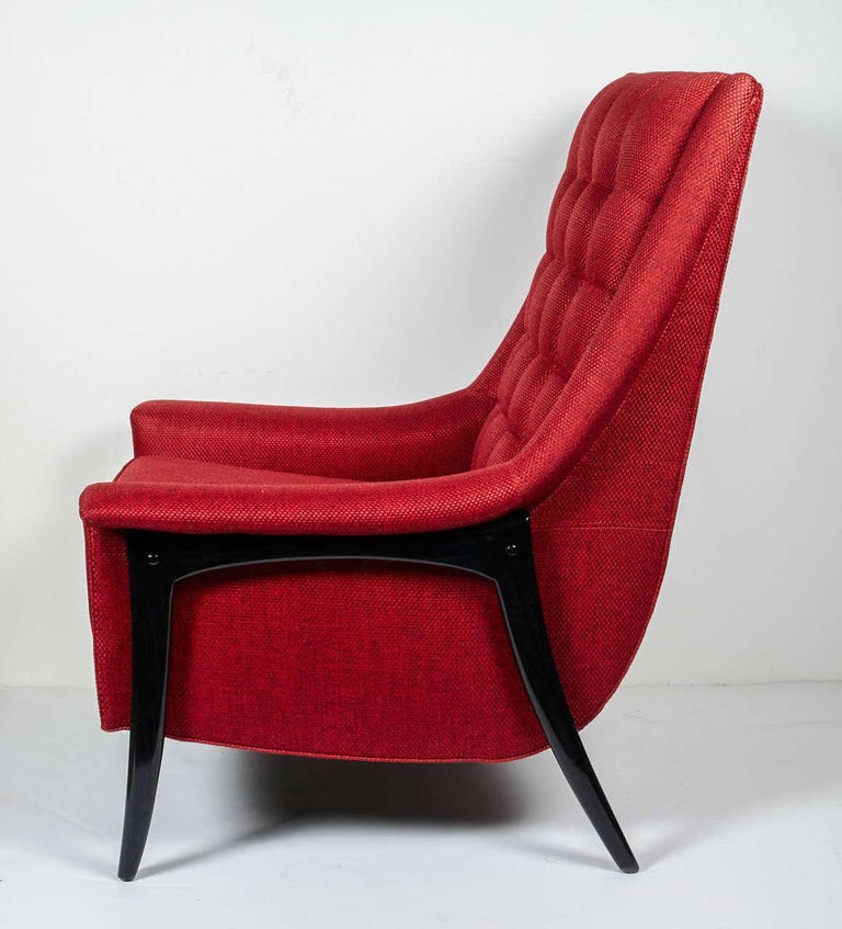 American Modernist Wing Chair and Ottoman in the Manner of Paul McCobb, C. 1960's For Sale