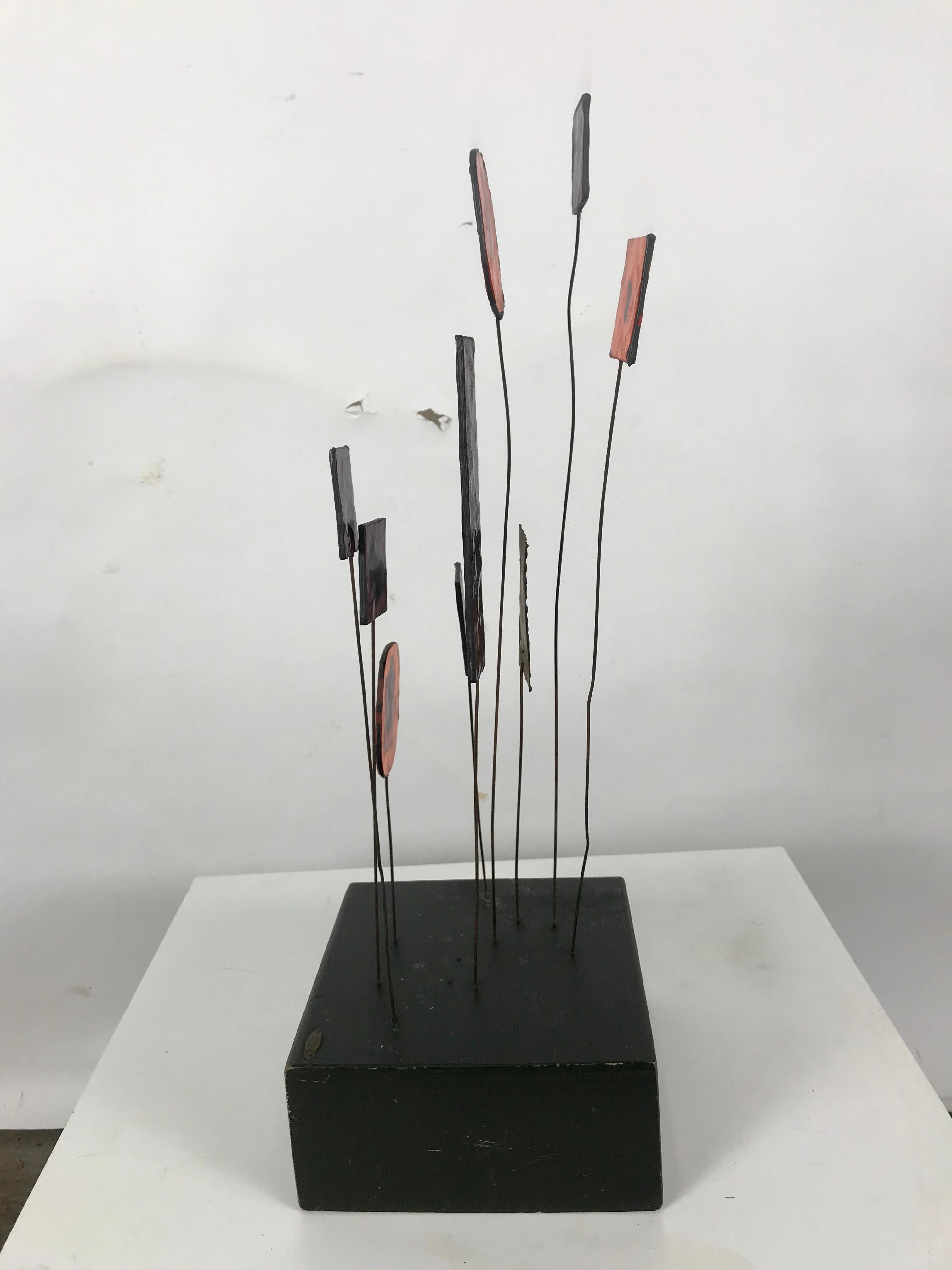 Modernist Wire, Glass and Metal Kinetic Table Sculpture by Curtis Jere In Good Condition In Buffalo, NY