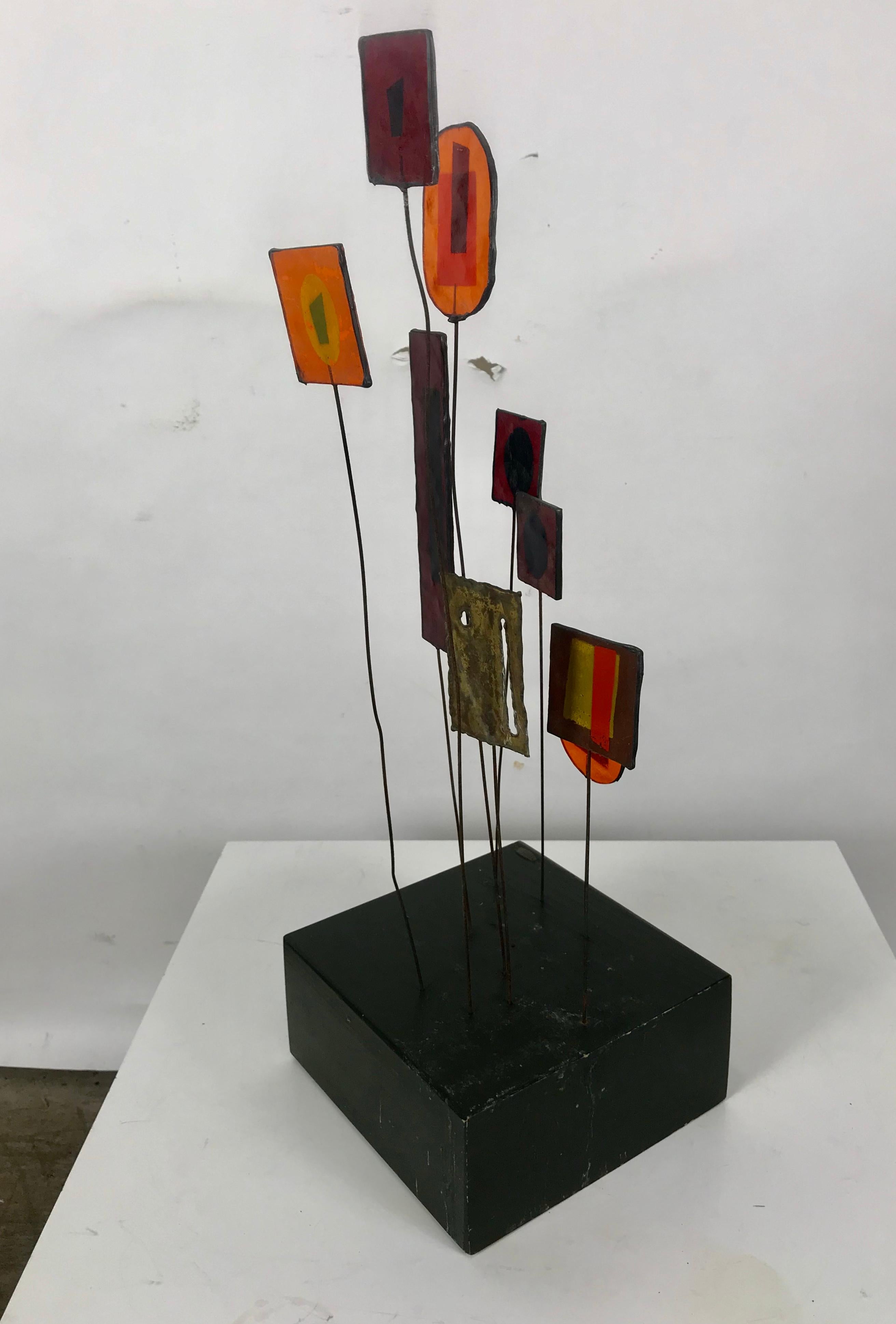 20th Century Modernist Wire, Glass and Metal Kinetic Table Sculpture by Curtis Jere
