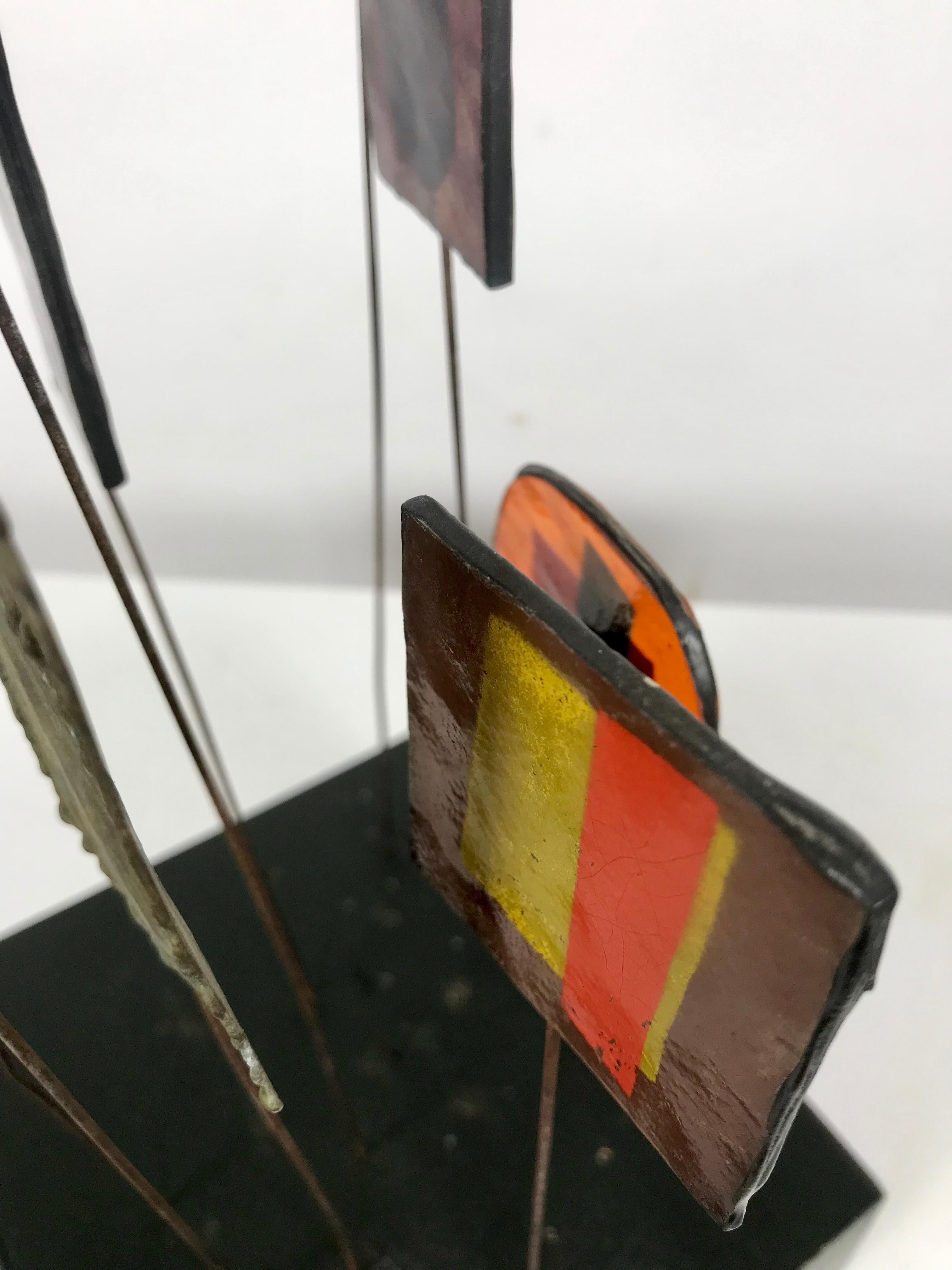 Modernist Wire, Glass and Metal Kinetic Table Sculpture by Curtis Jere 1