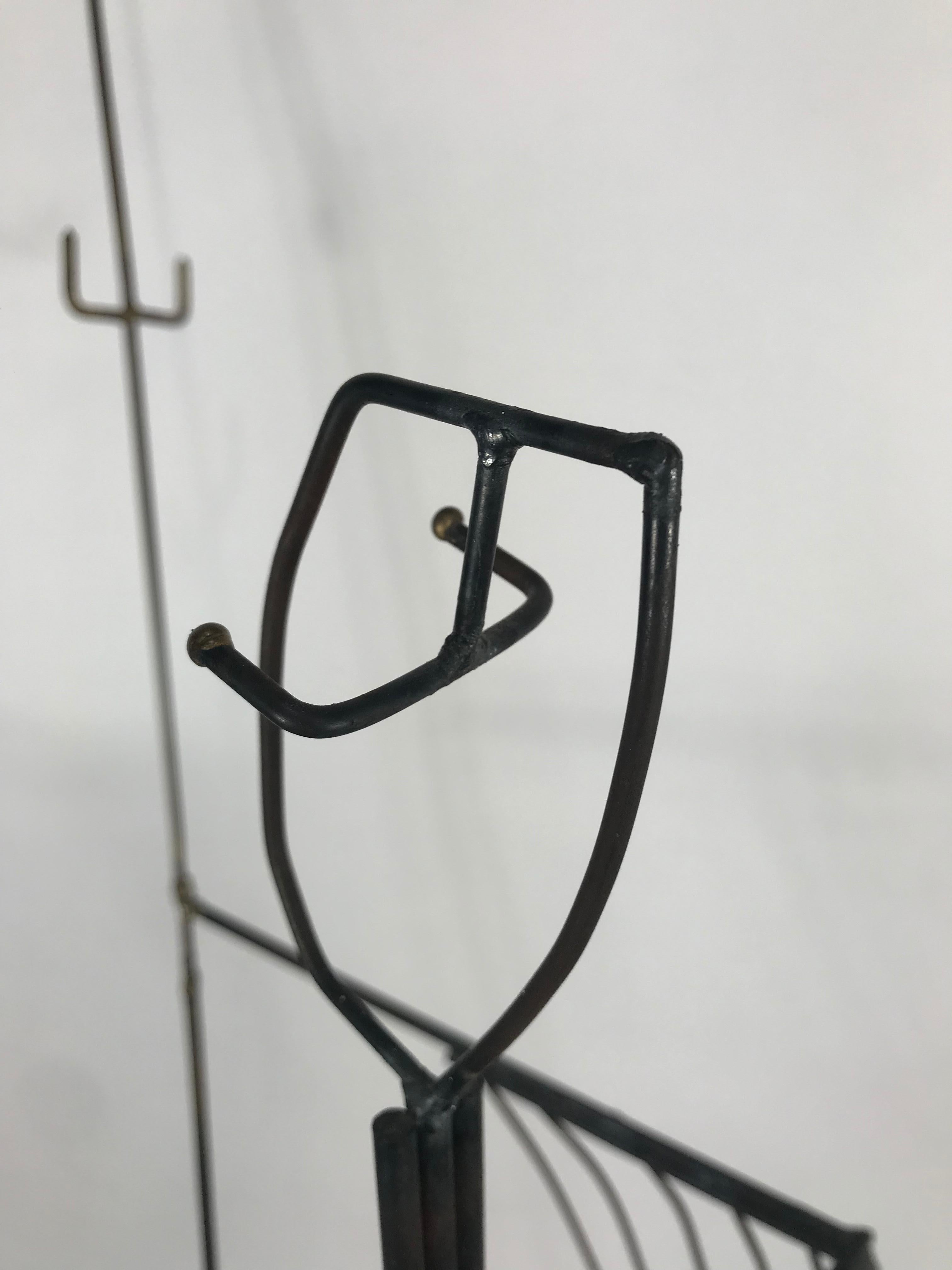 20th Century Modernist Wire Iron Sculpture, Abstract 