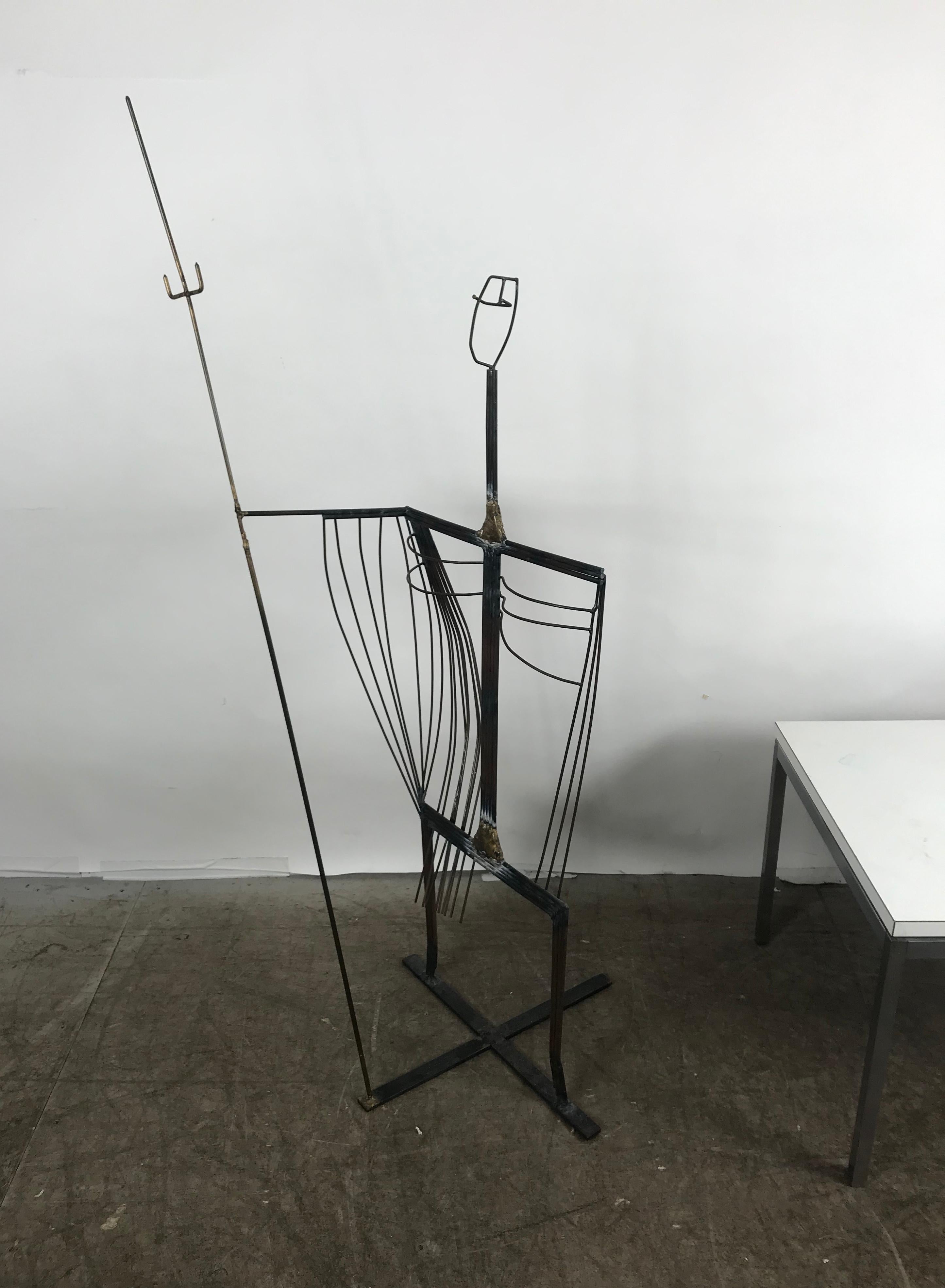 Modernistische modernistische Draht-Eisen-Skulptur, abstraktes „Don Quixote“ von Irving Lichtman im Angebot 2