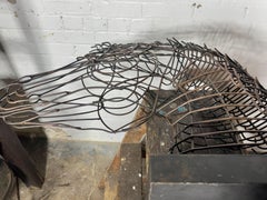 Modernist Wire Iron Table Top Horse Sculpture Mounted on a Wood Base