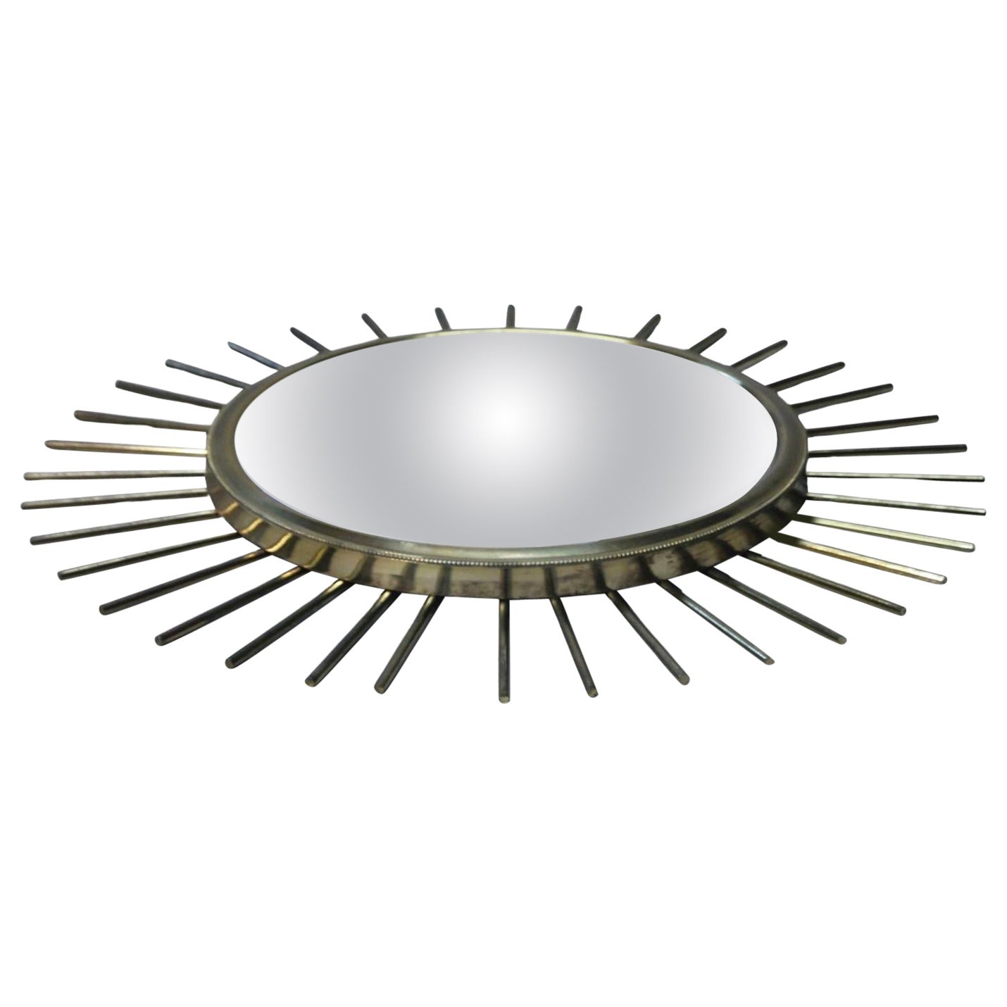 Miroir convexe moderniste Witch eye en laiton, France, années 1960