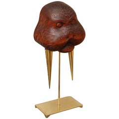 Hand-Carved Modernist Walrus Sculpture by Sarreid Ltd., 1970s