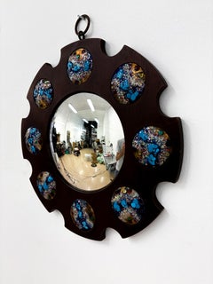 Espejo modernista de madera y esmalte de J. Capo Esmaltes, España, años 70