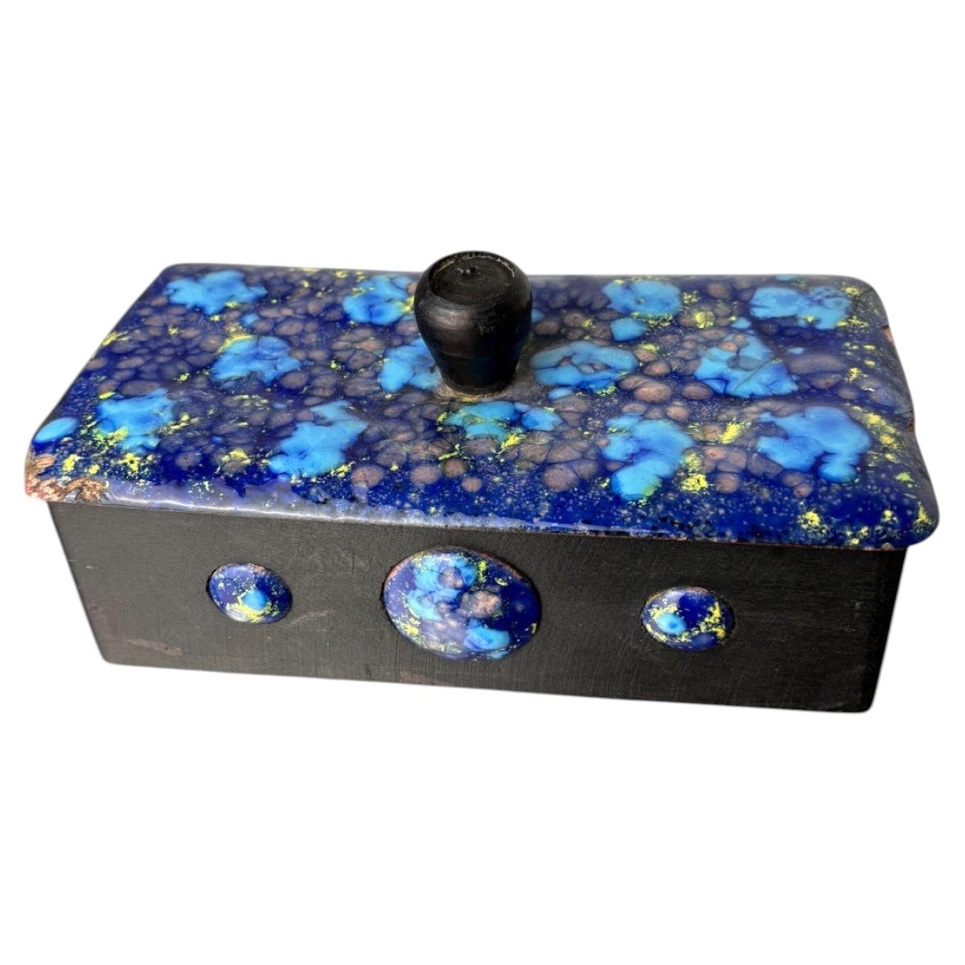 Modernist Wood and Enamel vanity Box by J. Capo Esmaltes, Spain, 1970's