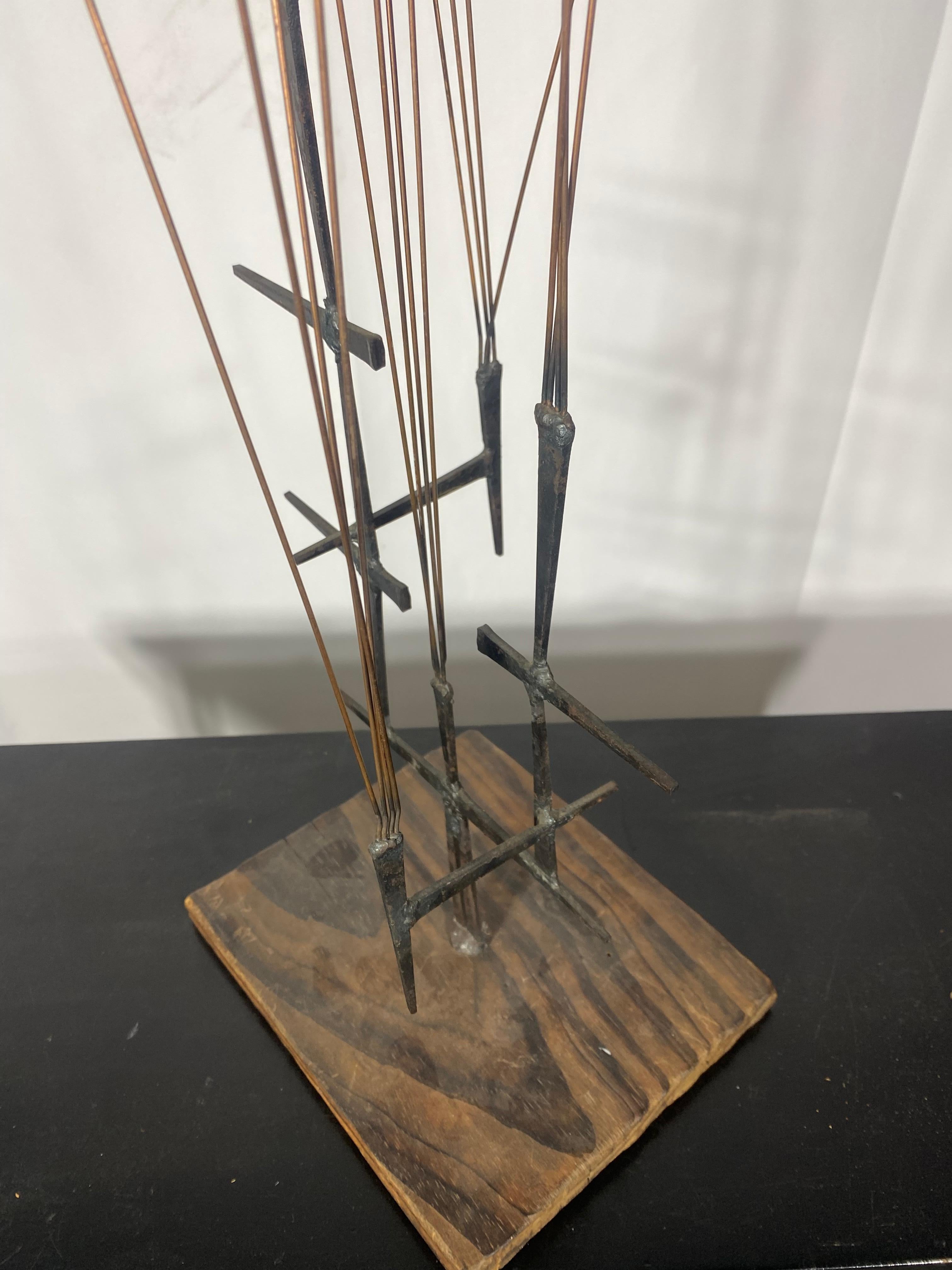 Mid-Century Modern Modernist wood and metal Kinetic Table Sculpture..Garden... after Bertoia For Sale
