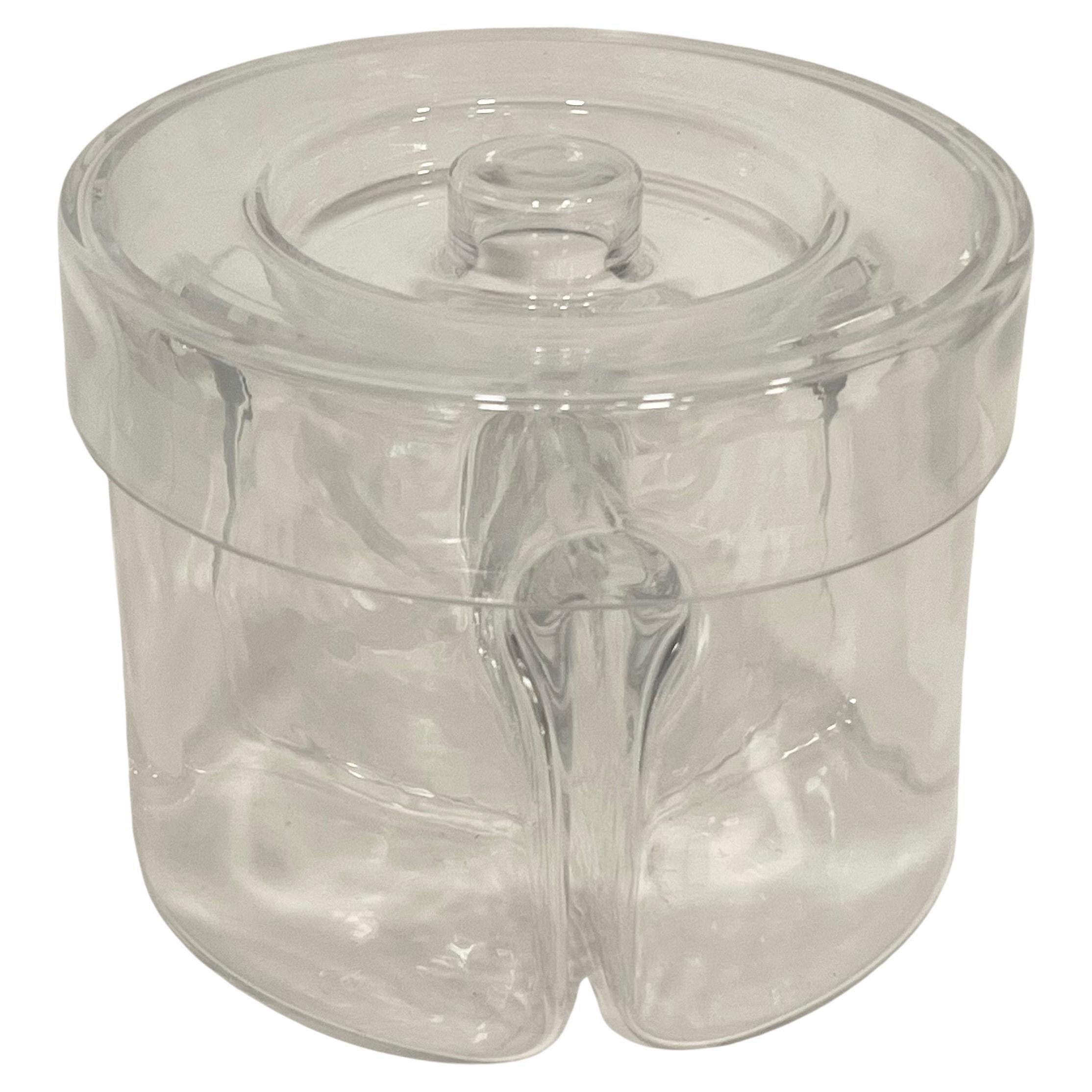 Fantastic vintage lidded modernist glass container acquired from a famous architects home in Carmel, CA. Most of the items in this home were Scandinavian and were from the 1950/60s. He had much correspondence with Alvar Aalto and various other big