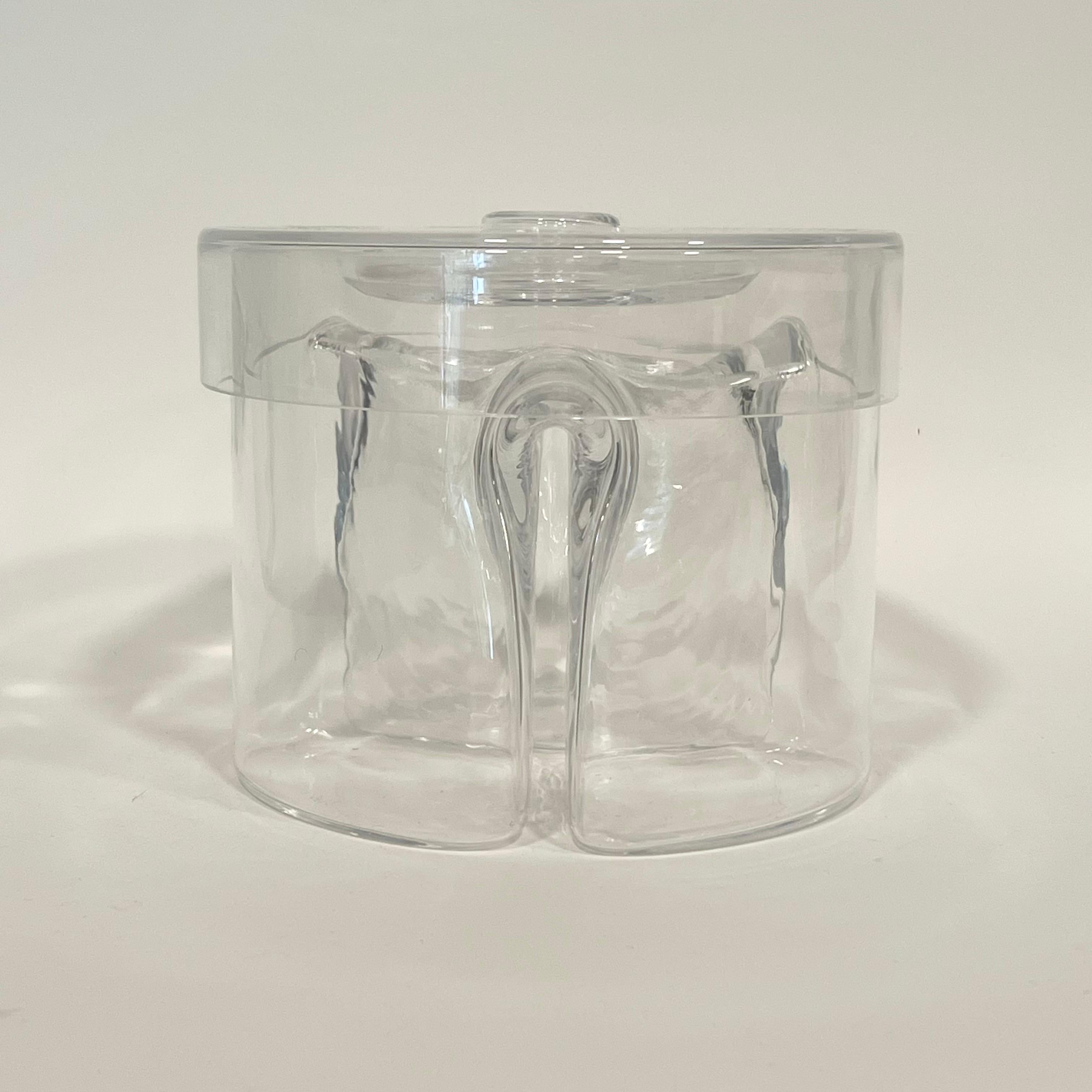 Scandinavian Modern Modernist Wood-Molded Lidded Glass Container, c1950s Finland For Sale