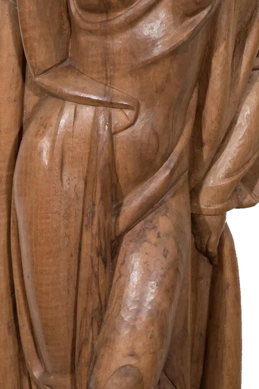 Art Déco Scultura modernista in legno di una donna con gatto, attribuita ad Albert Wein, ca. 1940s in vendita